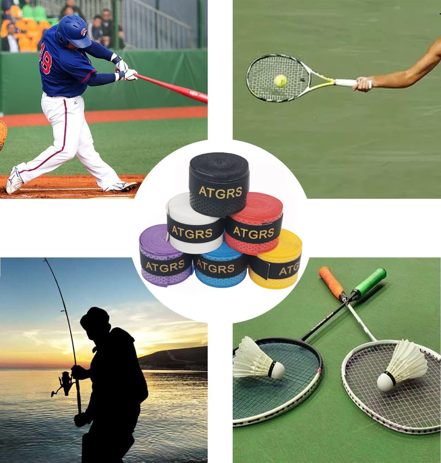 Cinta de agarre para raqueta de tenis, absorbente, antideslizante, para tenis, bádminton, pickleball, mango de agarre y sobreagarre, superficie en