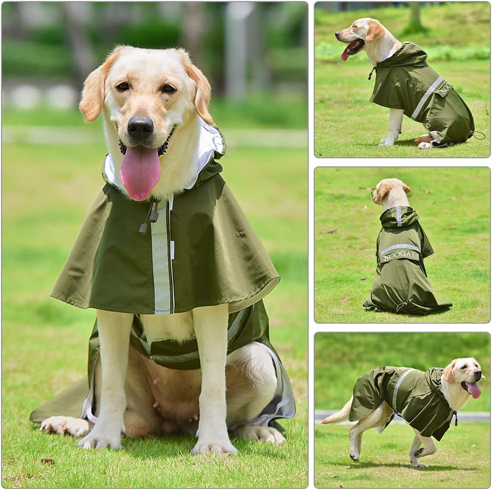 Impermeable para perros grandes para mascotas, poncho impermeable para perros medianos y grandes, chaqueta de ropa (2XL, verde)