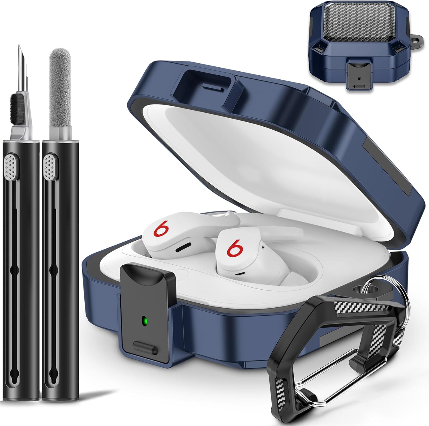Con bloqueo de seguridad de fibra de carbono para Beats Fit Pro 2021, protector Beat Fit Pro 2 absorbente de golpes con llaverobolsa de