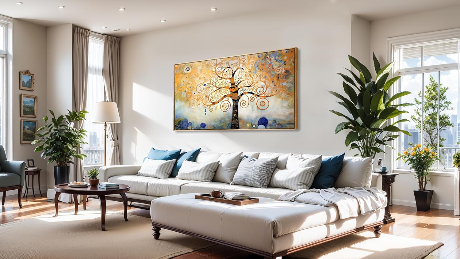 Arte para pared, árbol de la vida, imágenes de árbol amarillo moderno, abstracto, bosque, impresiones de lienzo para dormitorio, sala de estar,