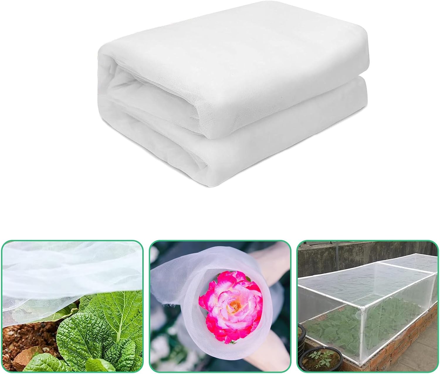 Red de insectos, red de jardín para protección del jardín, mosquitera de malla fina para árbol de cigarras, invernadero (8 pies x 25 pies, blanco)