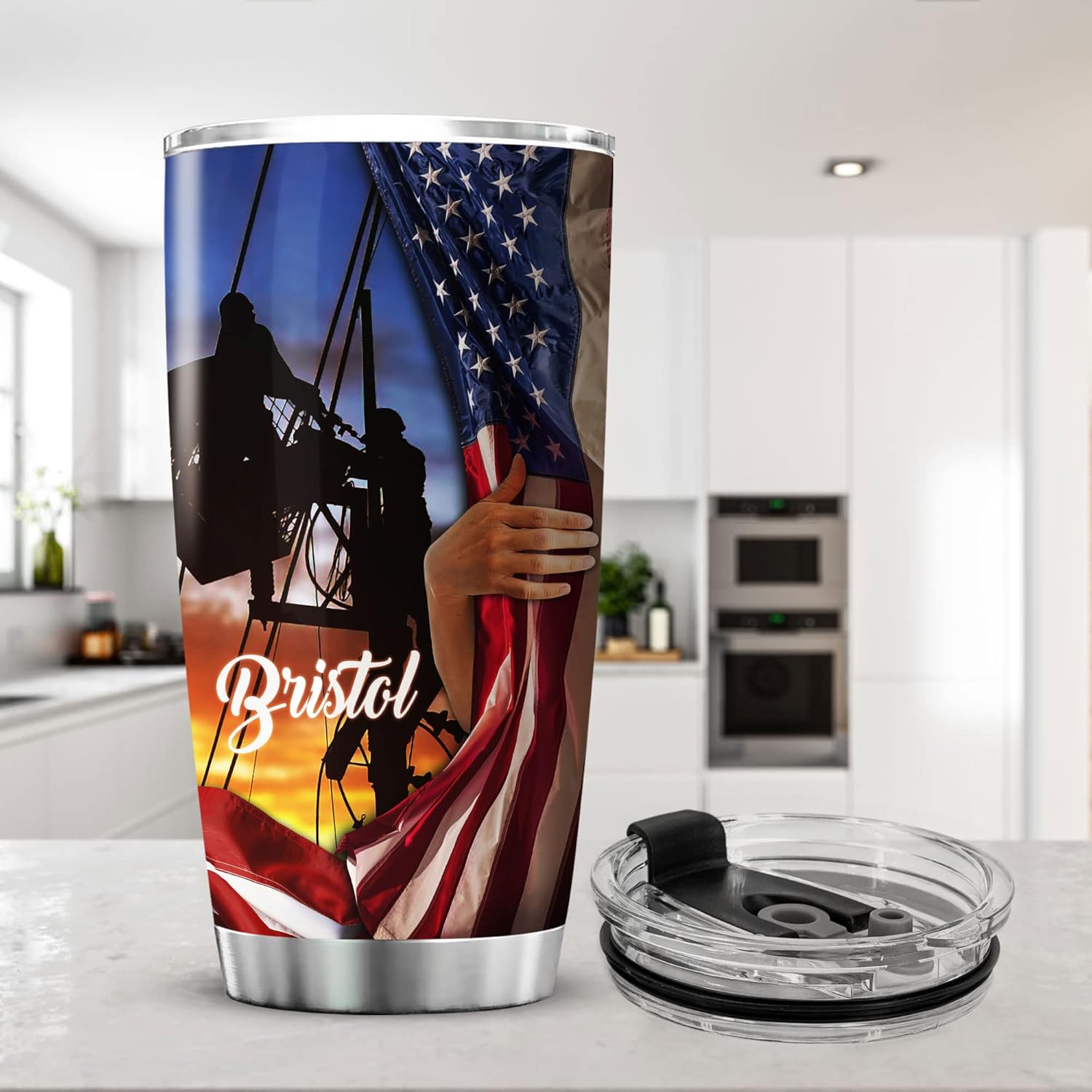 ZOXIX Vaso personalizado con tapa de 20 onzas, regalo de oración de liniero, taza de café de acero inoxidable, cosas geniales para técnicos de línea