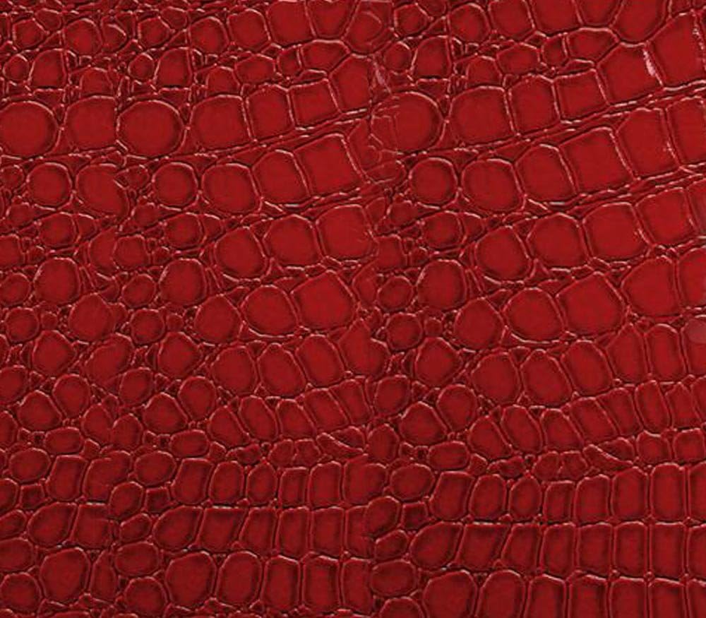 The Yard – Tapicería de piel sintética de cocodrilo de tela de vinilo color rojo, 54 pulgadas de ancho