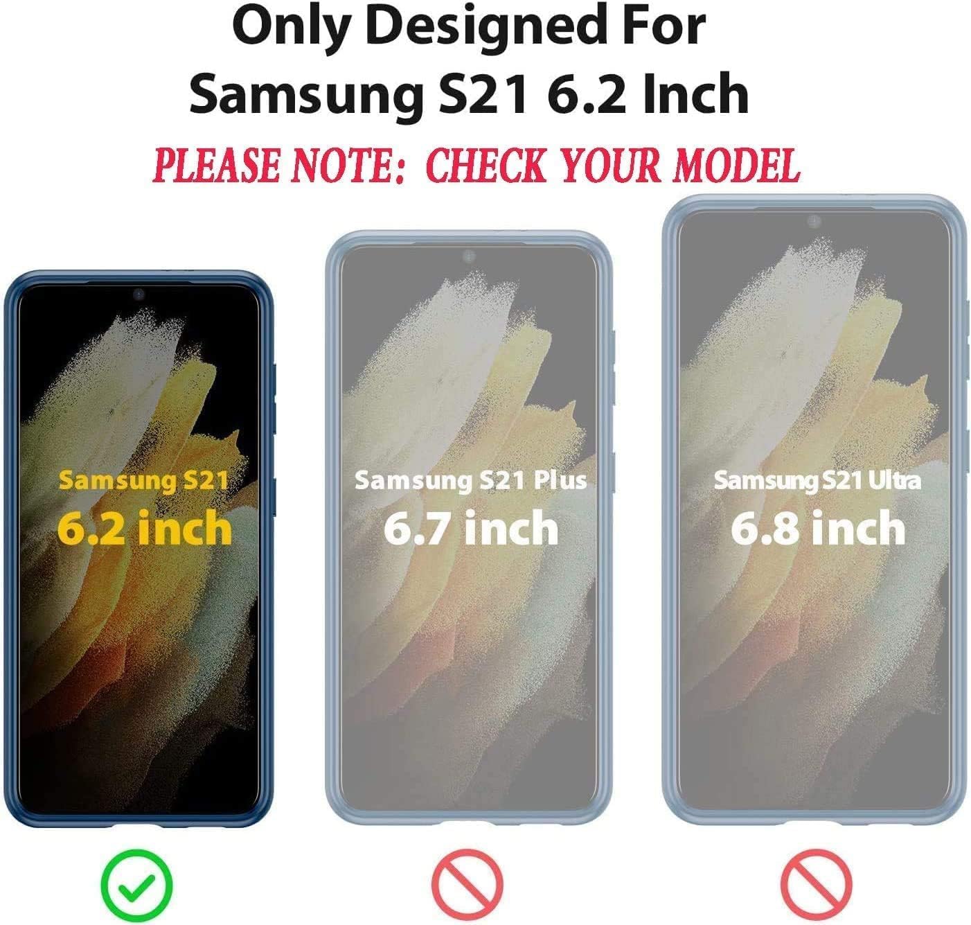Funda para Samsung Galaxy S21 con funda deslizante para cámara y protector de pantalla de TPU flexible autorreparable 2 unidades, soporte de anillo