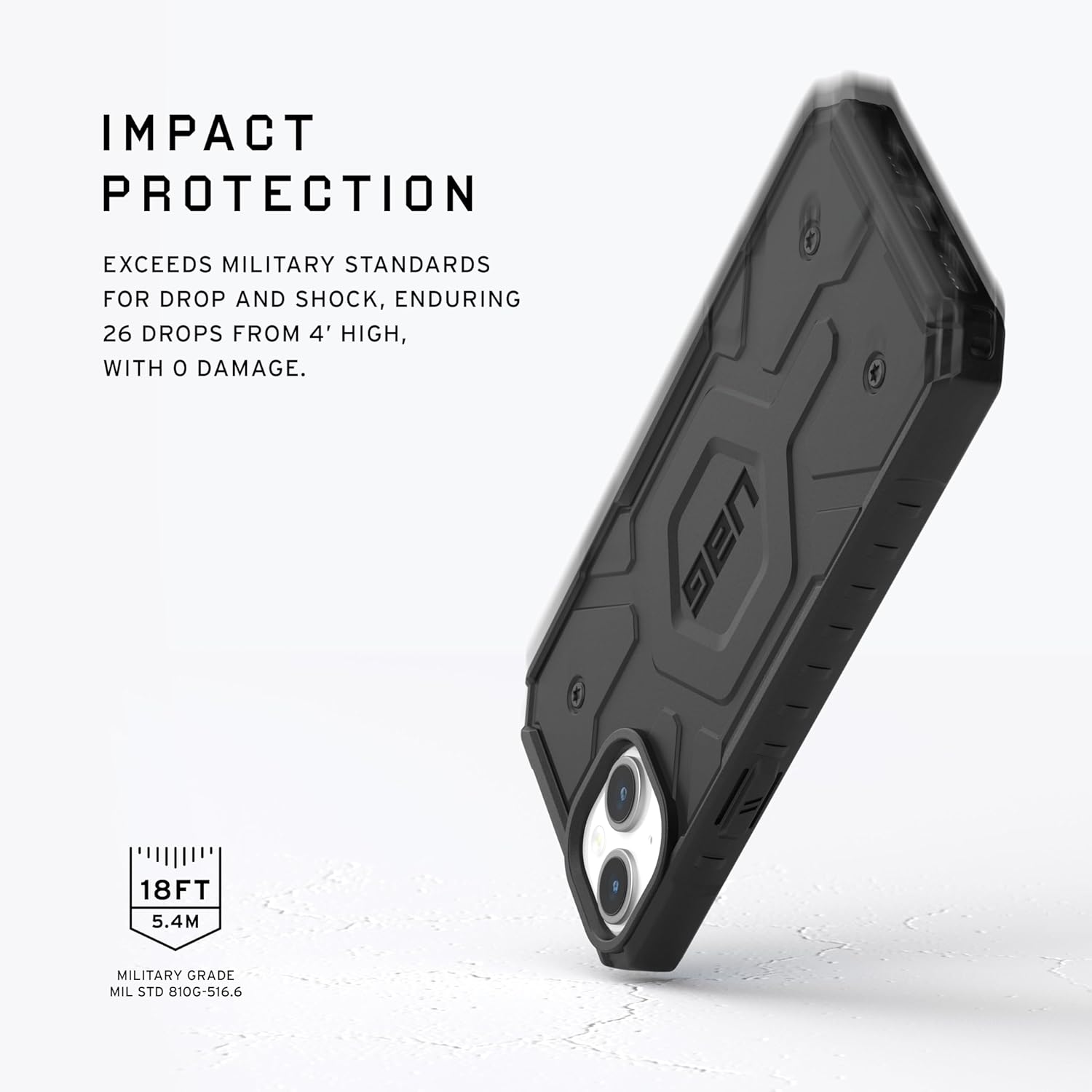URBAN ARMOR GEAR UAG – Funda compatible con iPhone 15 de 6.1 pulgadas, Pathfinder color negro, imán integrado compatible con carga MagSafe, funda