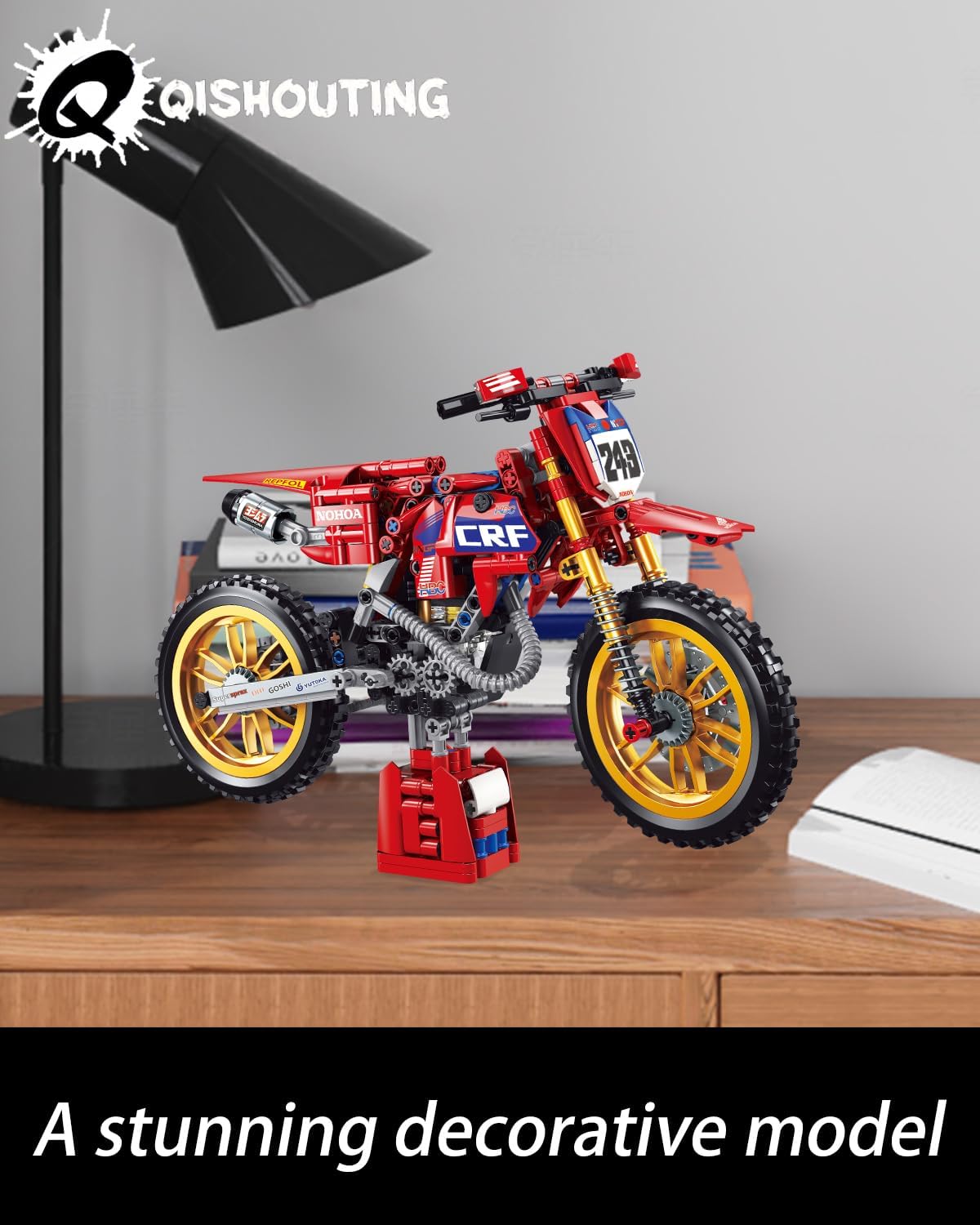 QISHOUTING Juguete de construcción de motocicleta para niños adolescentes, modelo a escala 18, bloques de construcción de moto, 559 piezas,