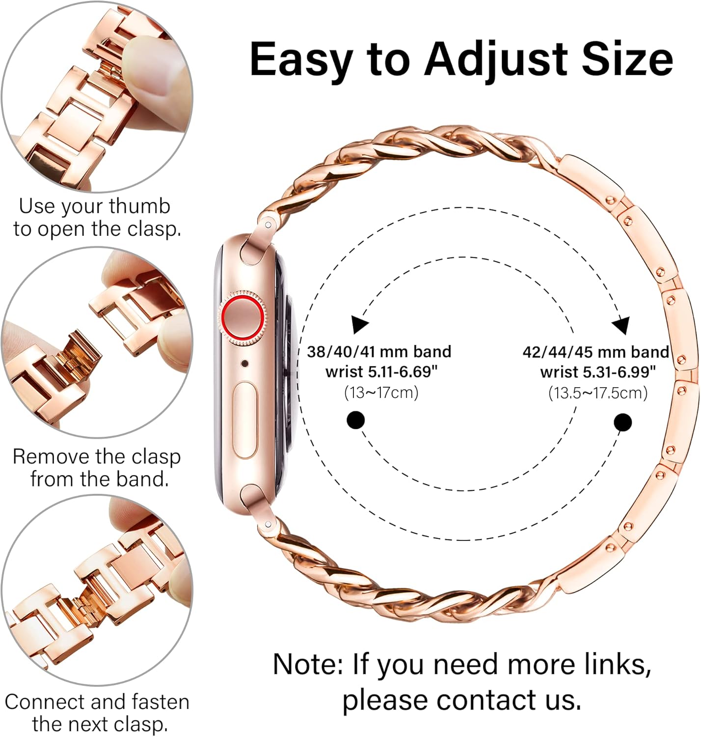 Pulsera de metal compatible con Apple Watch Series 9 8 SE 7 6 5 4 3 2 1 Ultra 2 1, correas elegantes para iWatch para mujeres y hombres, diseño de
