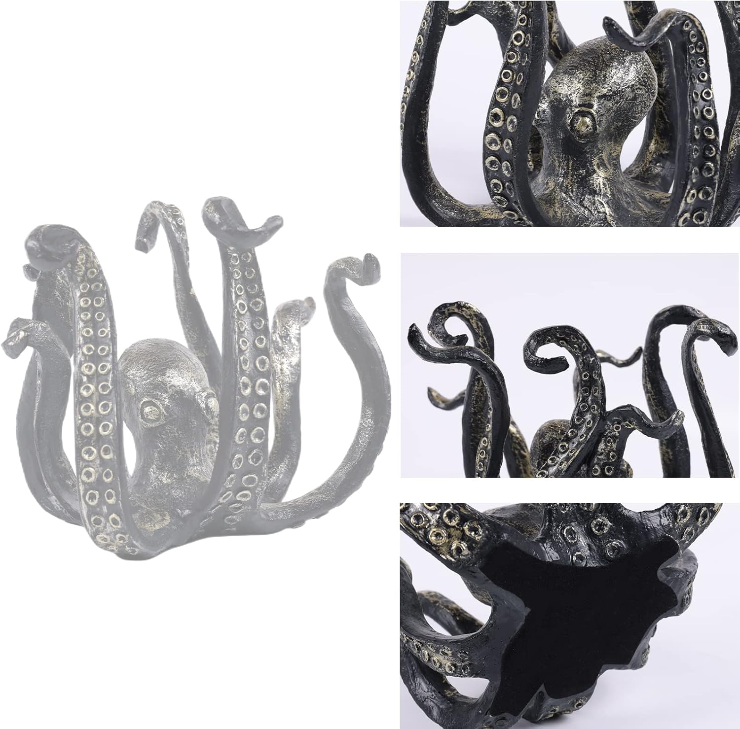 DOVDOV Portavasos de pulpo, soporte de taza de café de pulpo de resina, estatua de pulpo, decoración casera de bronce, accesorios de bar casero,
