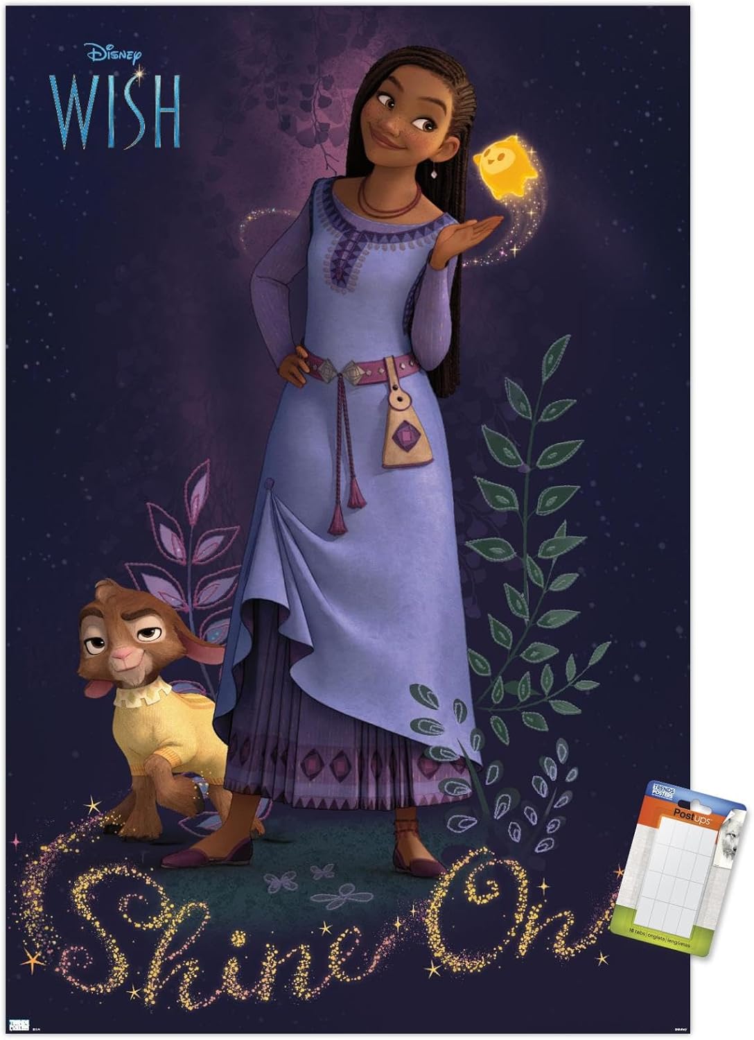 Trends International Disney Wish – Póster de pared Asha, 22.37 x 34.00 pulgadas, paquete de póster y montaje