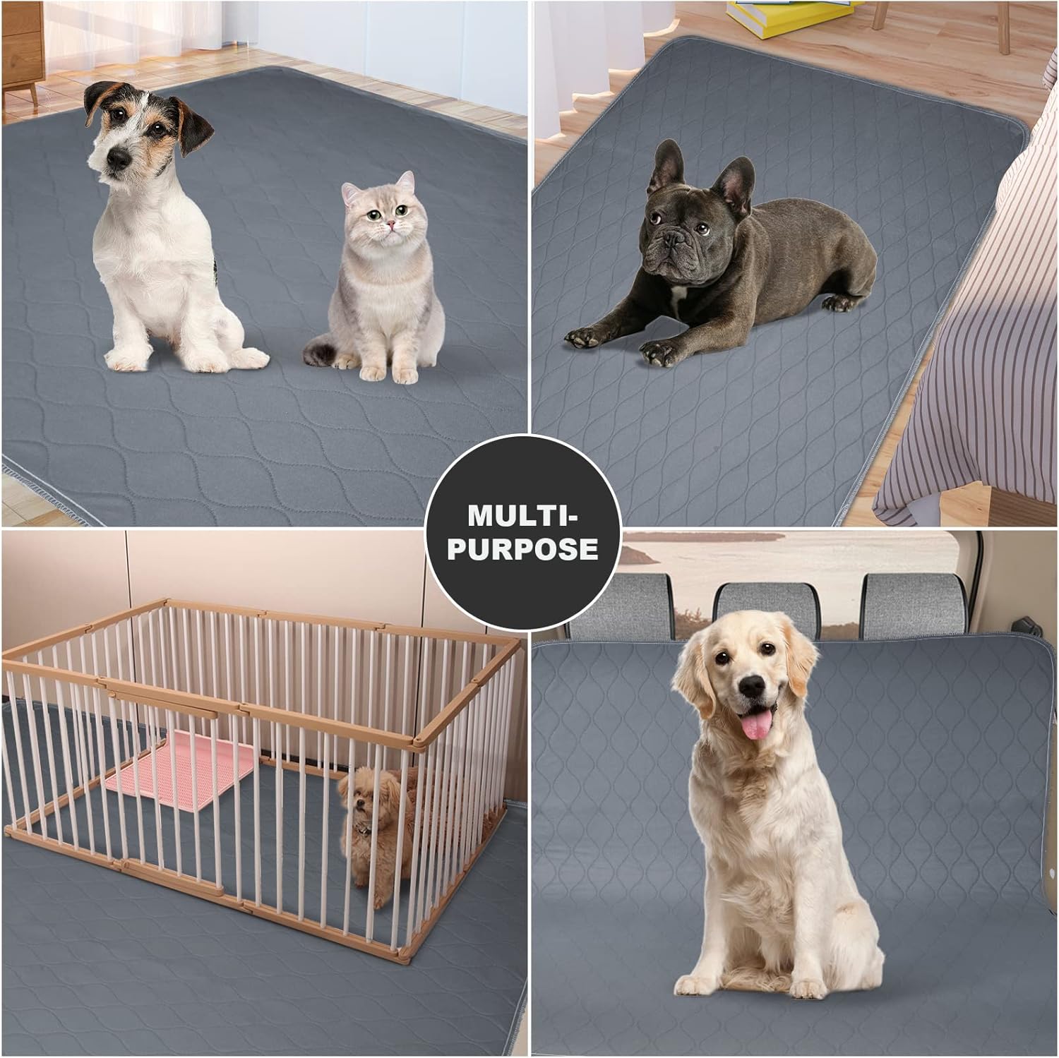 Almohadillas lavables para orina para perros, paquete de 2 almohadillas reutilizables lavables para cachorros, impermeables, almohadillas de orina