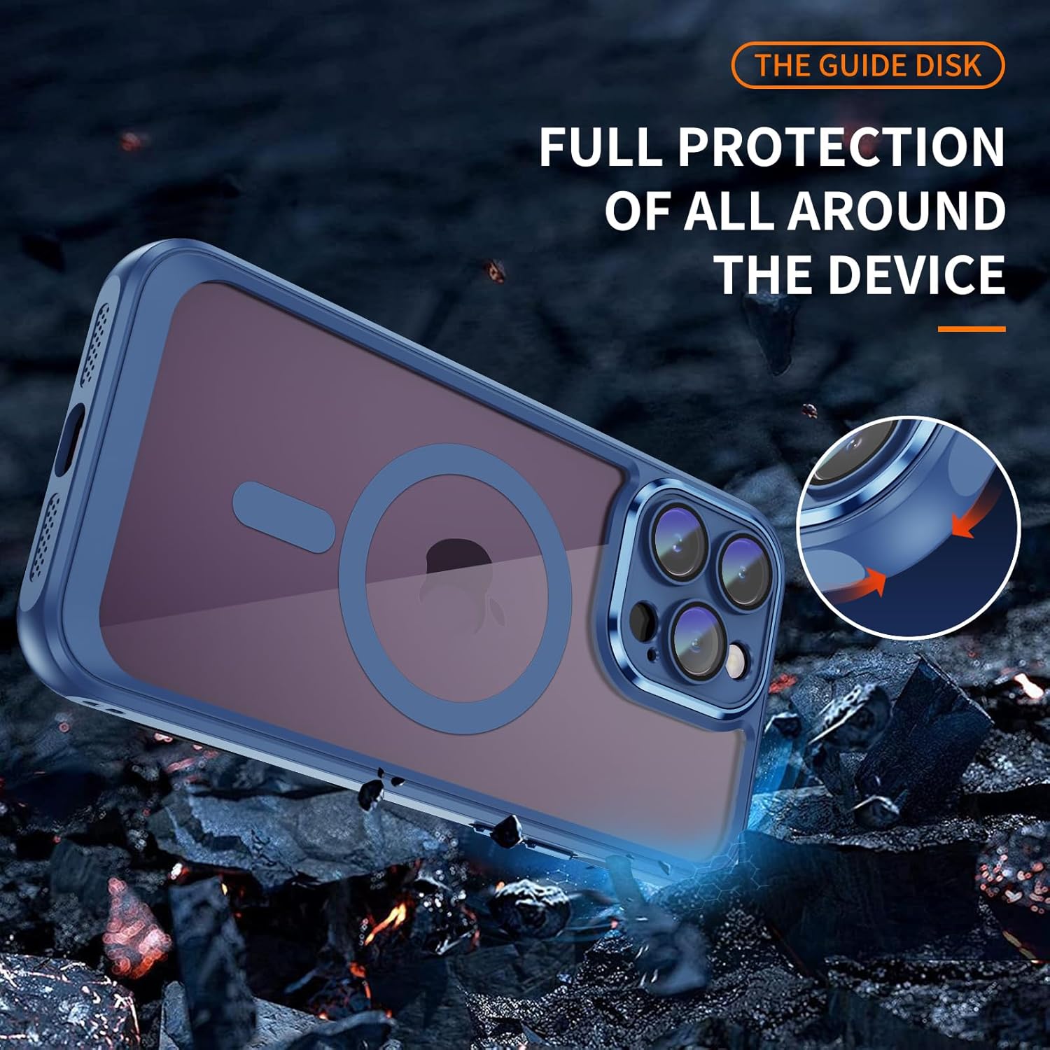 Funda para iPhone 15 Pro con protector de pantalla y protector de cámara, marco de silicona a prueba de golpes, carcasa trasera dura y transparente
