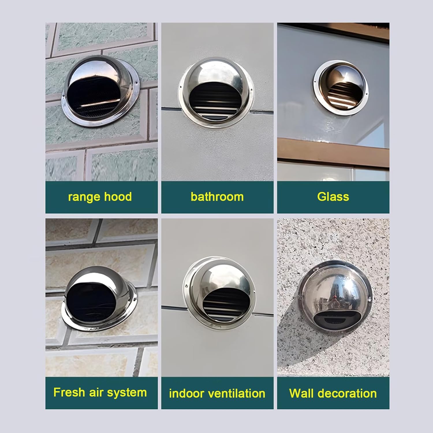 Tapón redondo de acero inoxidable 304, salida de aire de pared exterior, campana extractora de tubo de escape, tapa de lluvia de chimenea, tapa