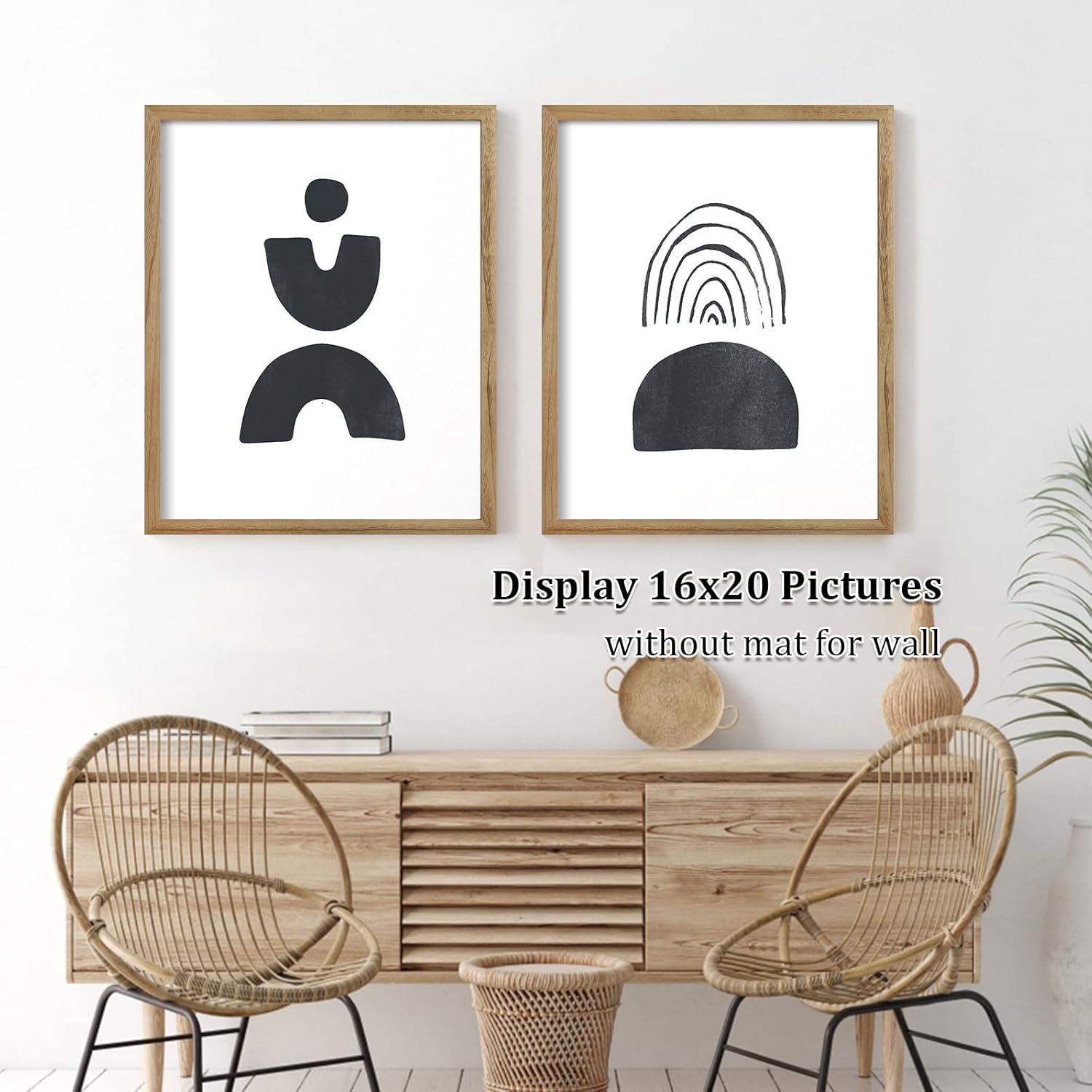 Egofine Marco de póster de 16 x 20 pulgadas, marco de madera maciza con plexiglás mate para montaje en pared, marco de fotos colgante vertical u