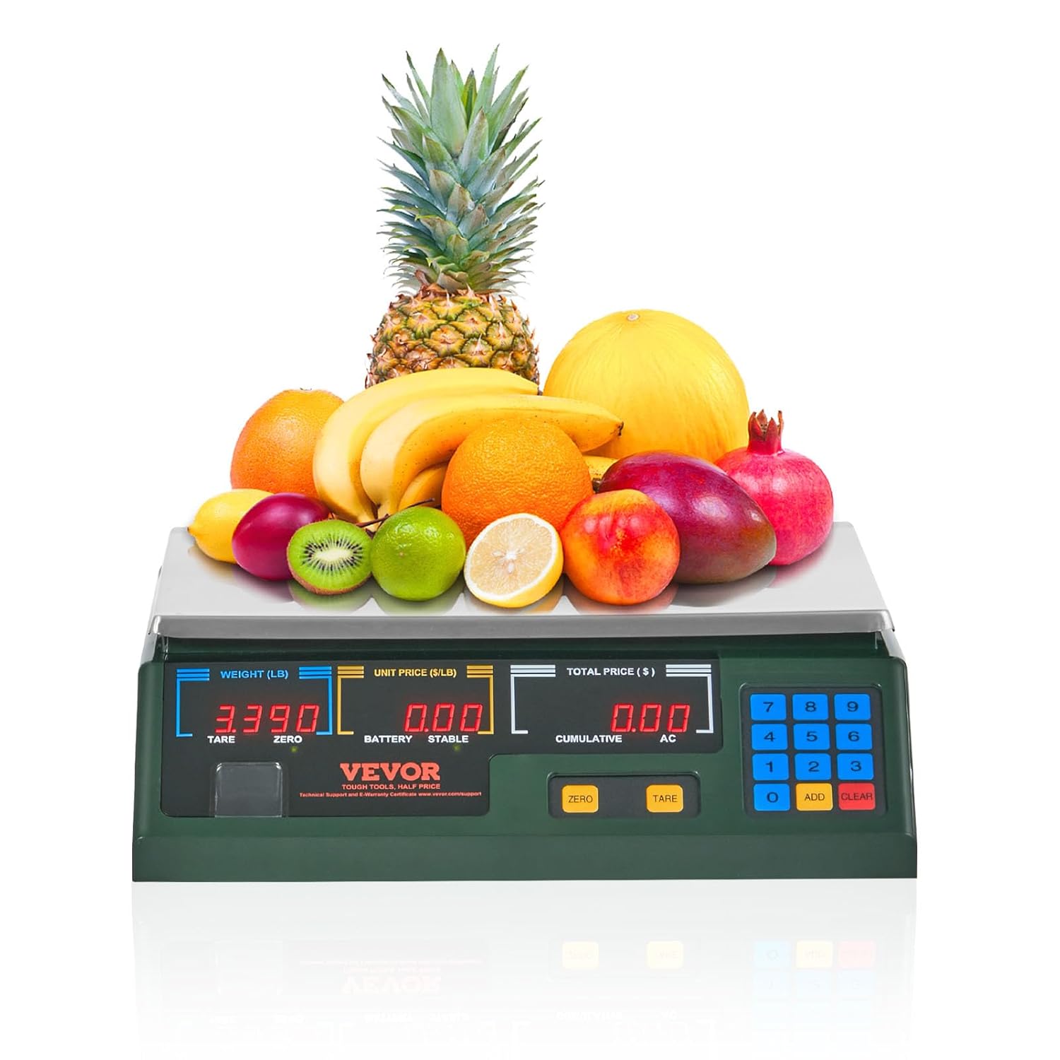 VEVOR Báscula electrónica de computación de precios, básculas digitales de 66 libras, LED digital comercial, alimentos, frutas, carne, conteo de