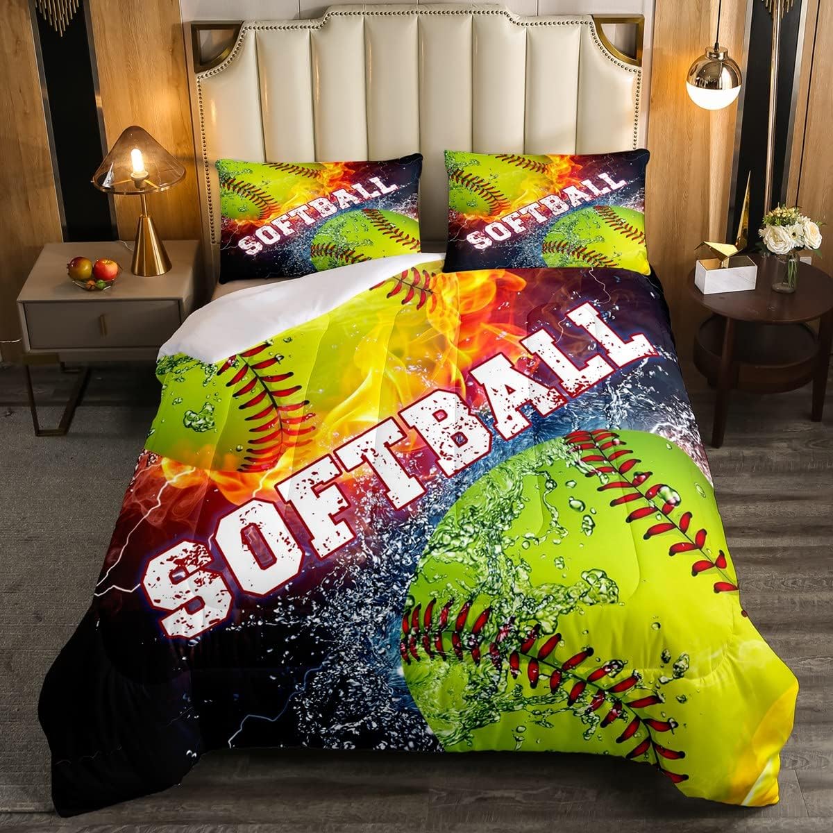 Castle Fairy Edredón de sóftbol 3D para jóvenes adultos, juegos de ropa de cama de hielo y fuego, tamaño Queen, edredón de 3 piezas para niños,