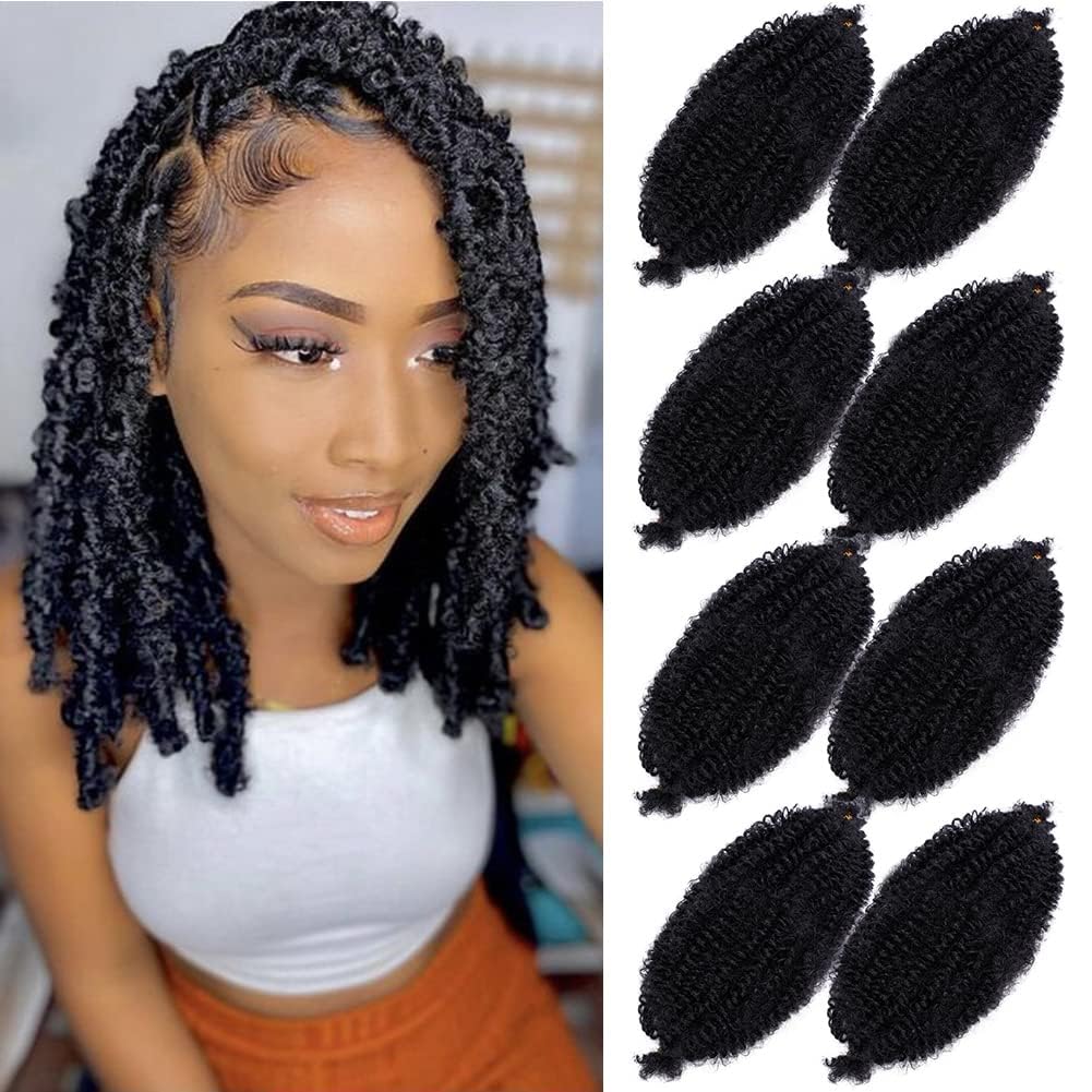 Marley Twist – 8 paquetes de cabello trenzado cubano, cabello Marley para rastas suaves, cabello previamente esponjado, 12 pulgadas, cabello de