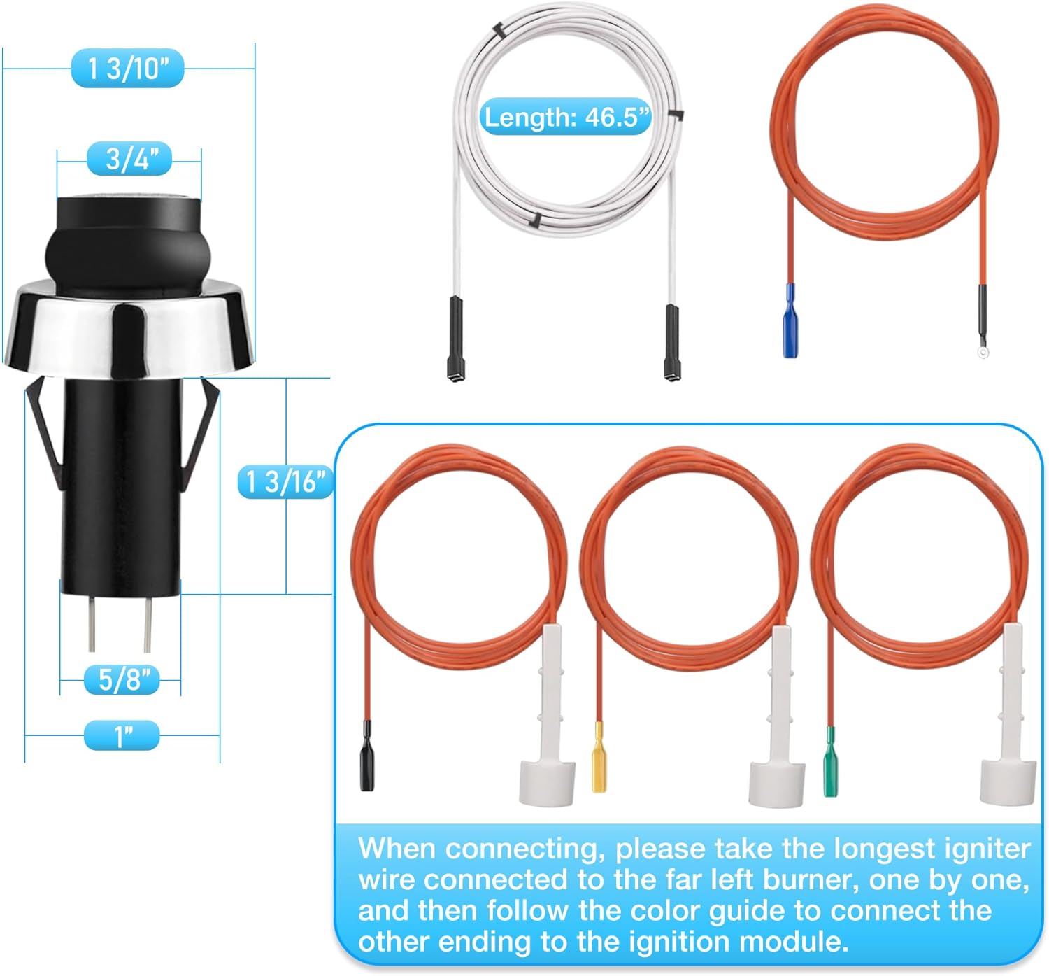66354 Kit de encendido de parrilla para Weber Genesis II 310315 Series (2016+) Parrillas de gas Piezas de repuesto E310 S310 SE310 E315 S315 CE310