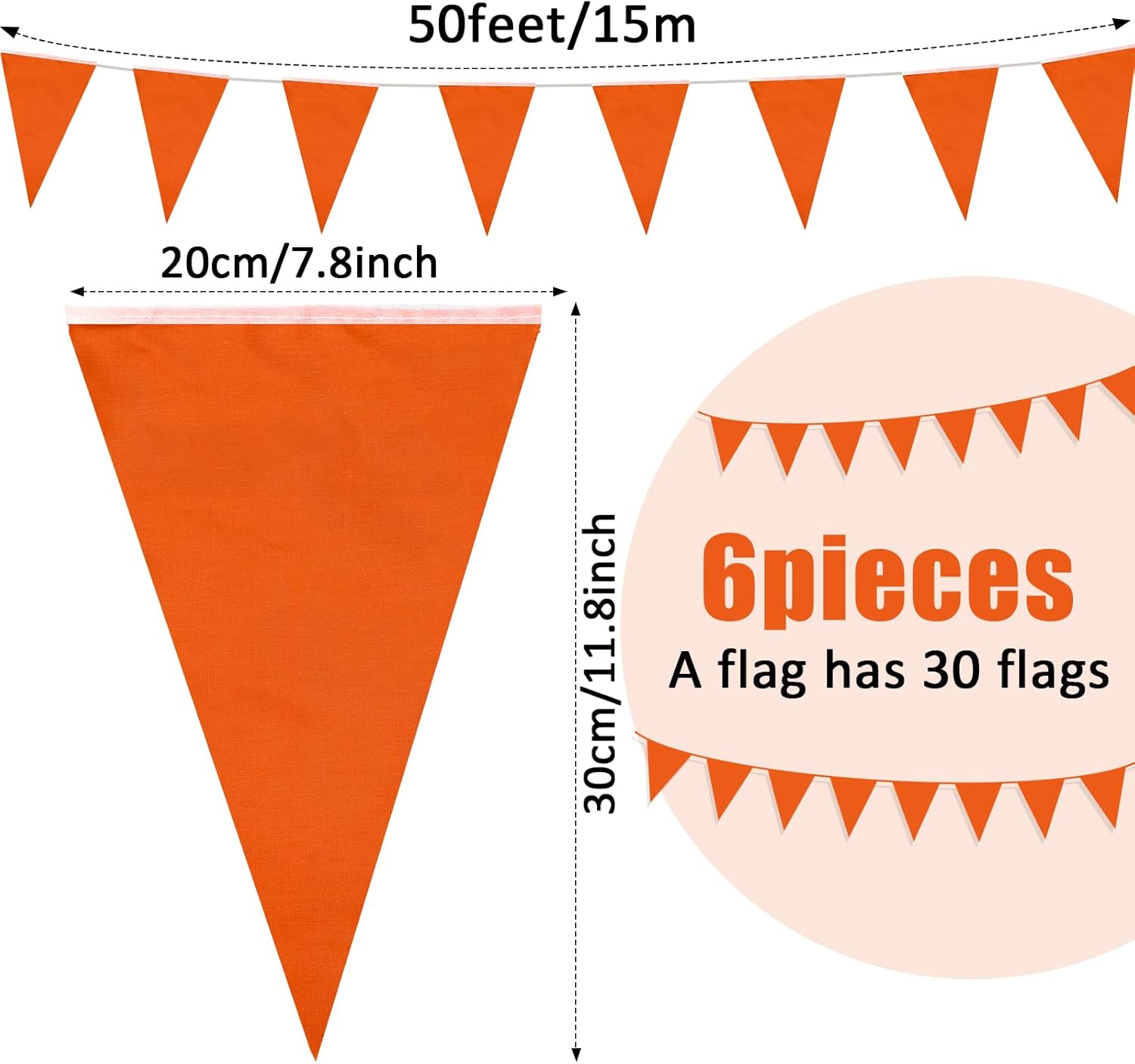 Panelee Banderines en blanco de 300 pies para colgar, 180 unidades, guirnalda triangular para gran apertura, graduación, fiesta de cumpleaños,