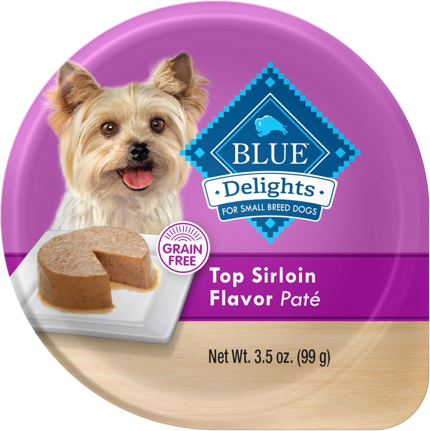 Blue Buffalo Delights – Envases con porciones de 3.5 oz de alimento húmedo natural para perros adultos de raza pequeña, con sabor a filete de res en