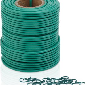 TELENT OUTDOORS Lazos suaves de 160 pies para plantas, lazos verdes con 20 clips para plantas, jardinería, organización de oficina en casa, cordel TELENT OUTDOORS Lazos suaves de 160 pies para plantas, lazos verdes con 20 clips para plantas, jardinería, organización de oficina en casa, cordel