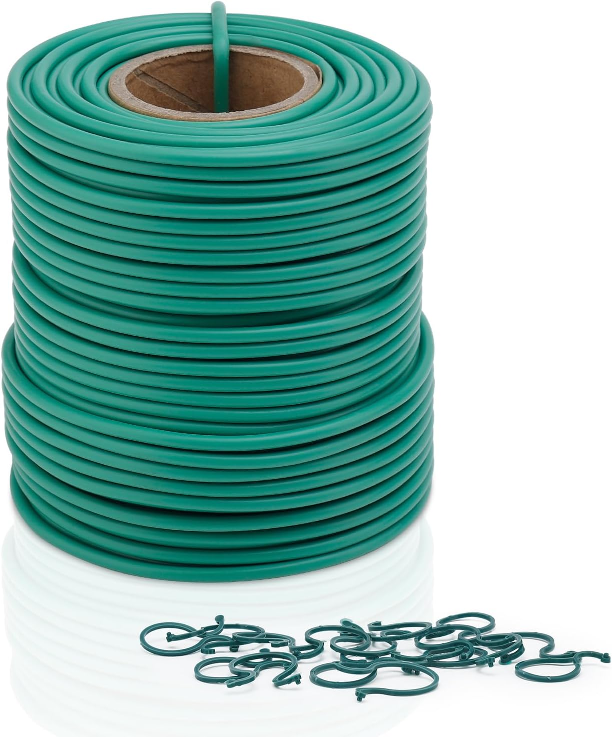 TELENT OUTDOORS Lazos suaves de 160 pies para plantas, lazos verdes con 20 clips para plantas, jardinería, organización de oficina en casa, cordel