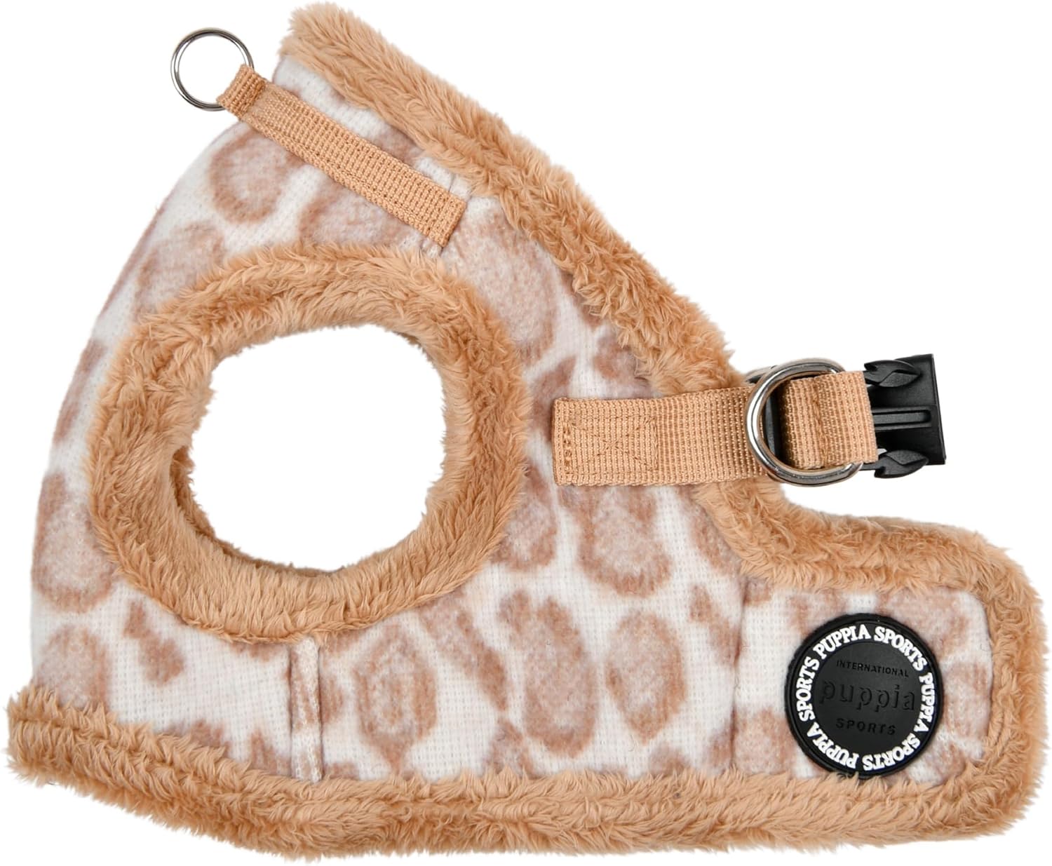 Puppia Kovo – Arnés tipo chaleco para perro, diseño cálido de leopardo de invierno para perros pequeños y medianos, beige, talla M