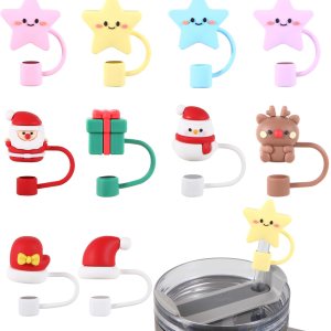 TGML Funda de popote de silicona para Stanley Cup, 10 unidades, adorno de popote compatible con vaso Stanley de 30 onzas y 40 onzas con asa, puntas TGML Funda de popote de silicona para Stanley Cup, 10 unidades, adorno de popote compatible con vaso Stanley de 30 onzas y 40 onzas con asa, puntas