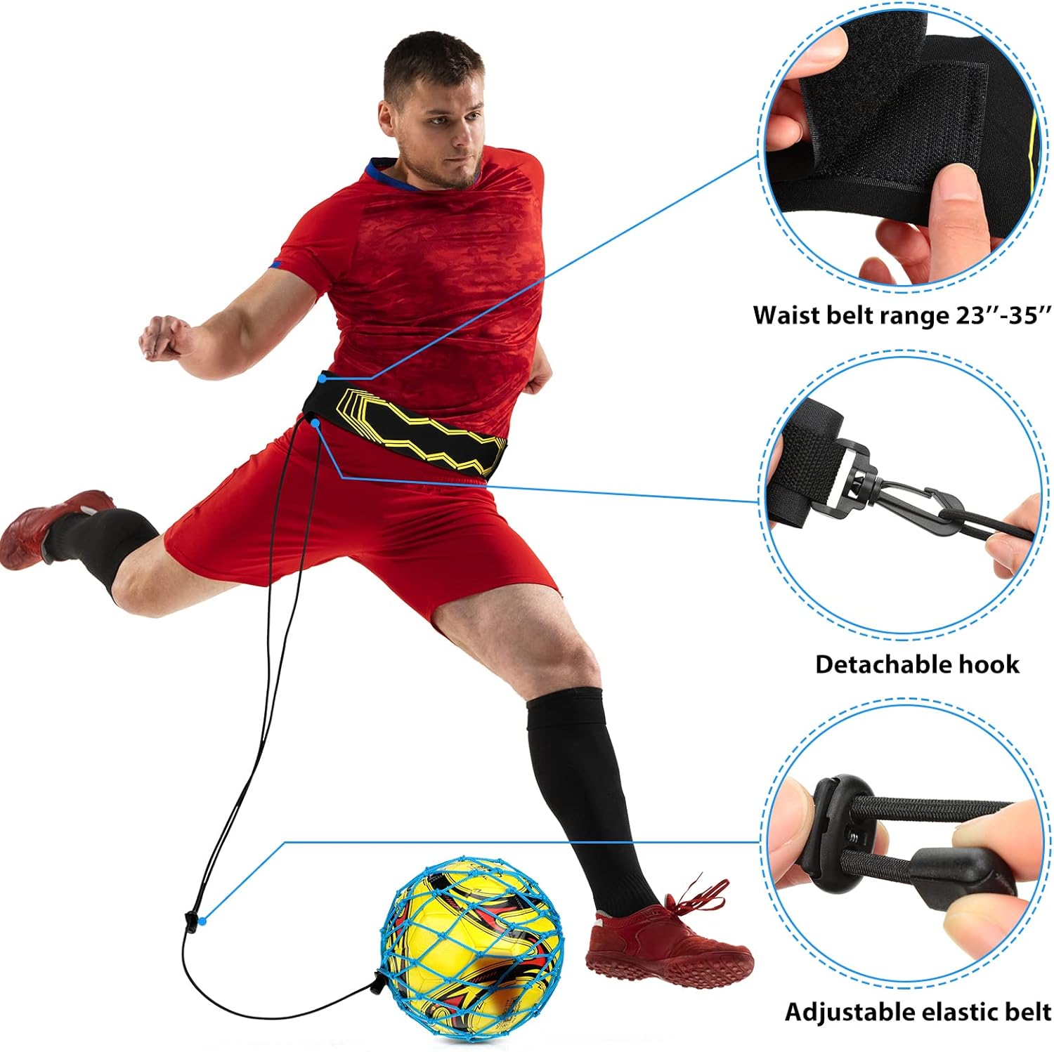 2 piezas de entrenamiento de tiro de fútbol ajustable, red de entrenamiento de retorno de fútbol para niños y adultos, red de balón de fútbol,