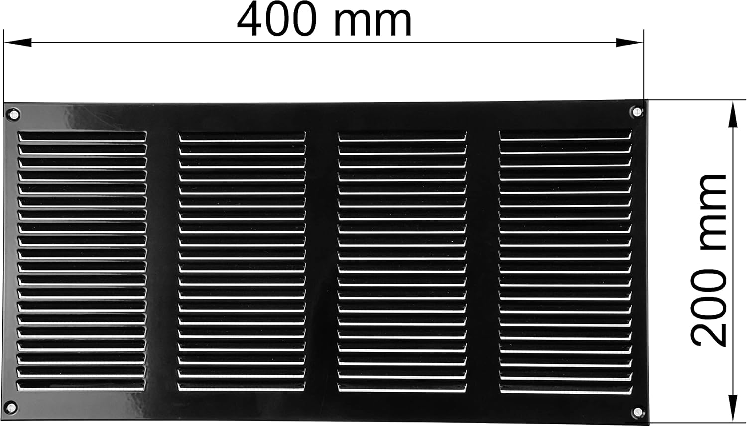 Vent Systems Cubierta de ventilación de aire negra de 16 x 8 pulgadas, parrilla de retorno de aire de metal con pantalla de protección contra plagas