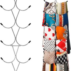 Uinicor Percha para bufandas, 12 almacenamientos, organizador de bufanda con gancho giratorio de 360 grados, organizador de leggings para armario, Uinicor Percha para bufandas, 12 almacenamientos, organizador de bufanda con gancho giratorio de 360 grados, organizador de leggings para armario,