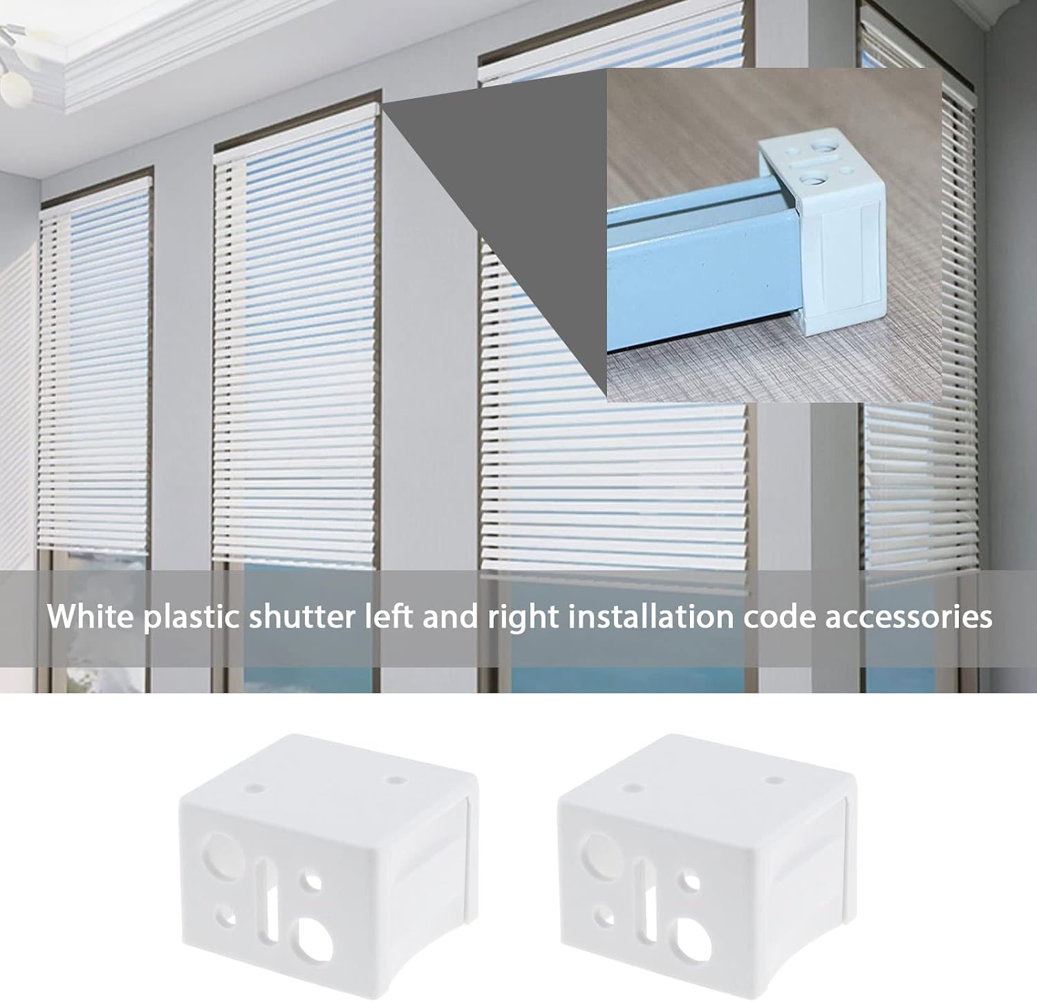 8 soportes para persianas de plástico, soportes de montaje para riel de la ventana, accesorios para persianas color blanco, 1.220 x 1.142 x 0.984in