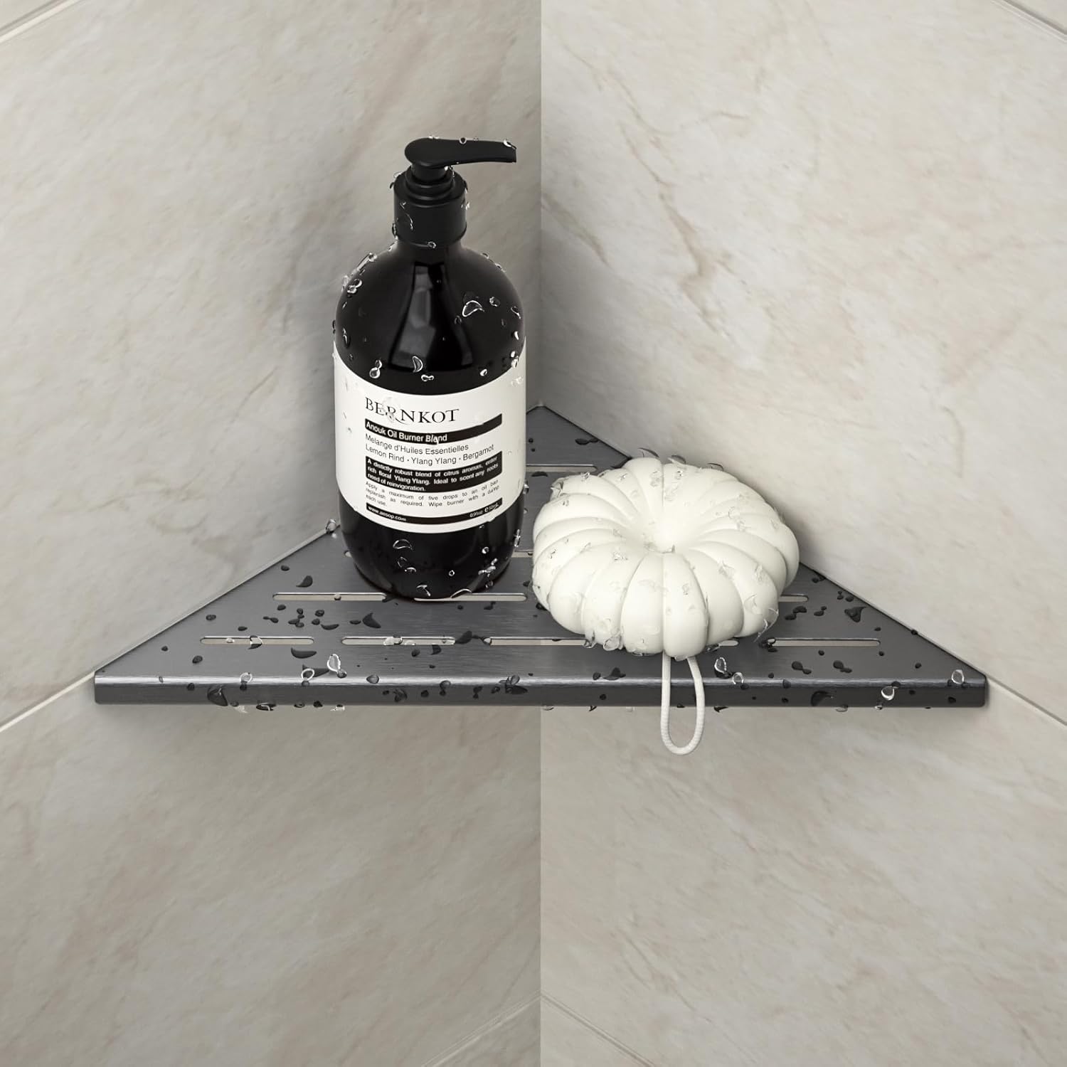 Estante esquinero de ducha, estantes de baño de acero inoxidable 304 con diseño de ranura para pared de azulejos, soporte empotrado para champú para