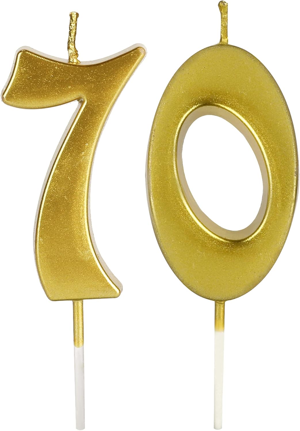 Velas doradas de 70 cumpleaños para pasteles, velas con purpurina número 70 para fiestas, aniversarios, decoración de pasteles para mujeres u hombres