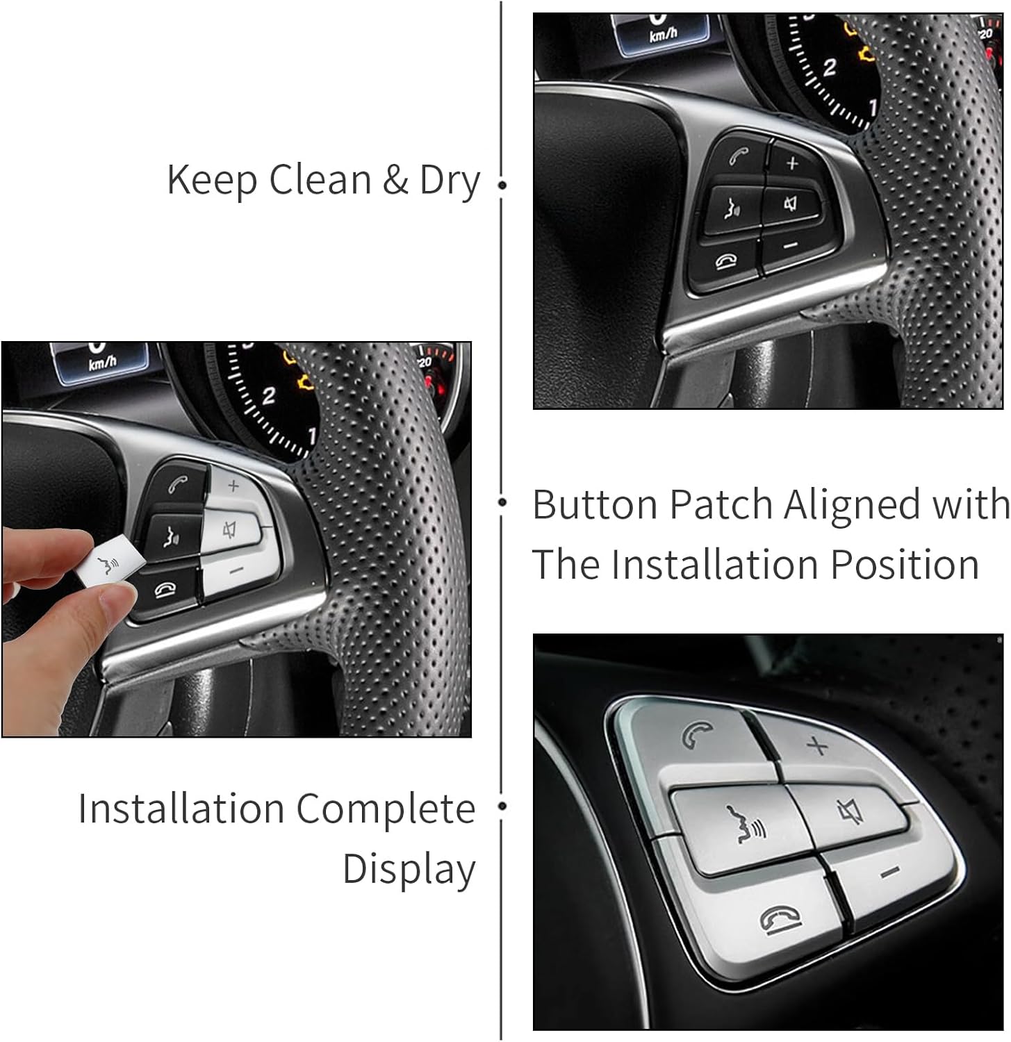 Mercedes Benz – Fundas para botón de volante, 12 unidades, ABS cromados, adhesivos para A B, GLA, CLA, GLS, GLE CLS, SL Class