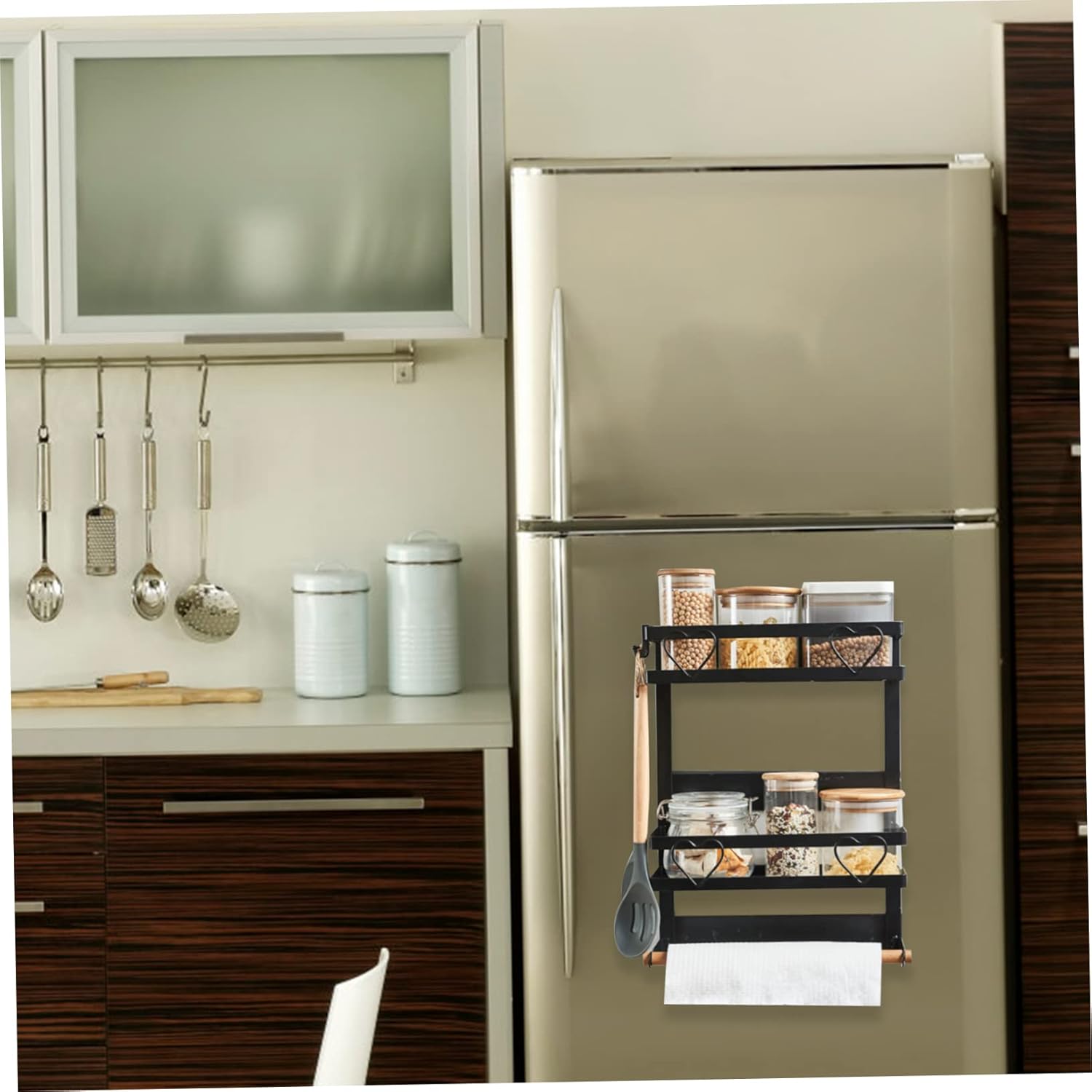 RORPOIR Organizador de especias para nevera, soporte magnético para refrigerador, estante organizador de especias, estante colgante para