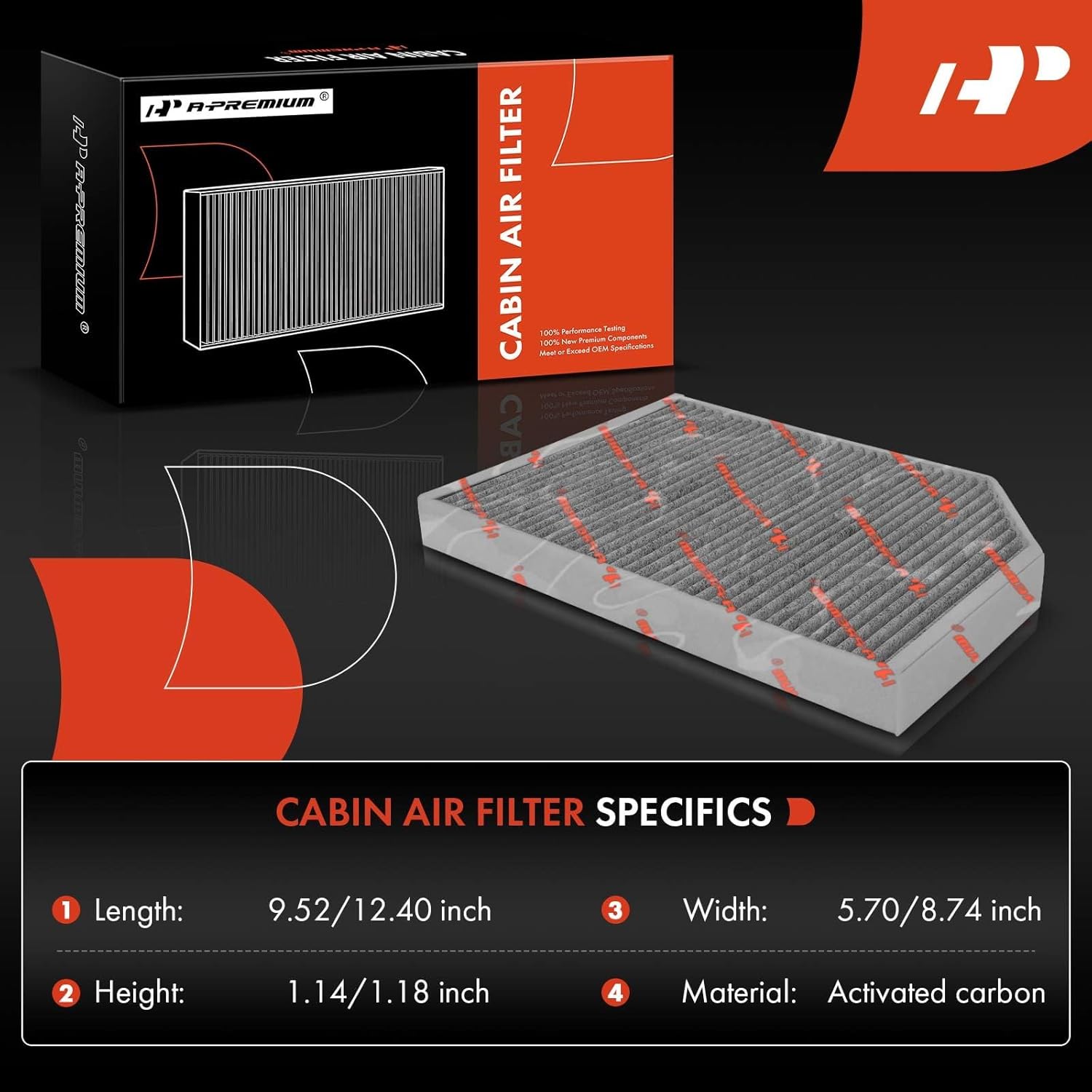 A-Premium Filtro de aire de cabina con carbón activado compatible con Porsche Panamera 2017-2021 2.9L 4.0L, Panamera 2019-2020 3.0L, Panamera
