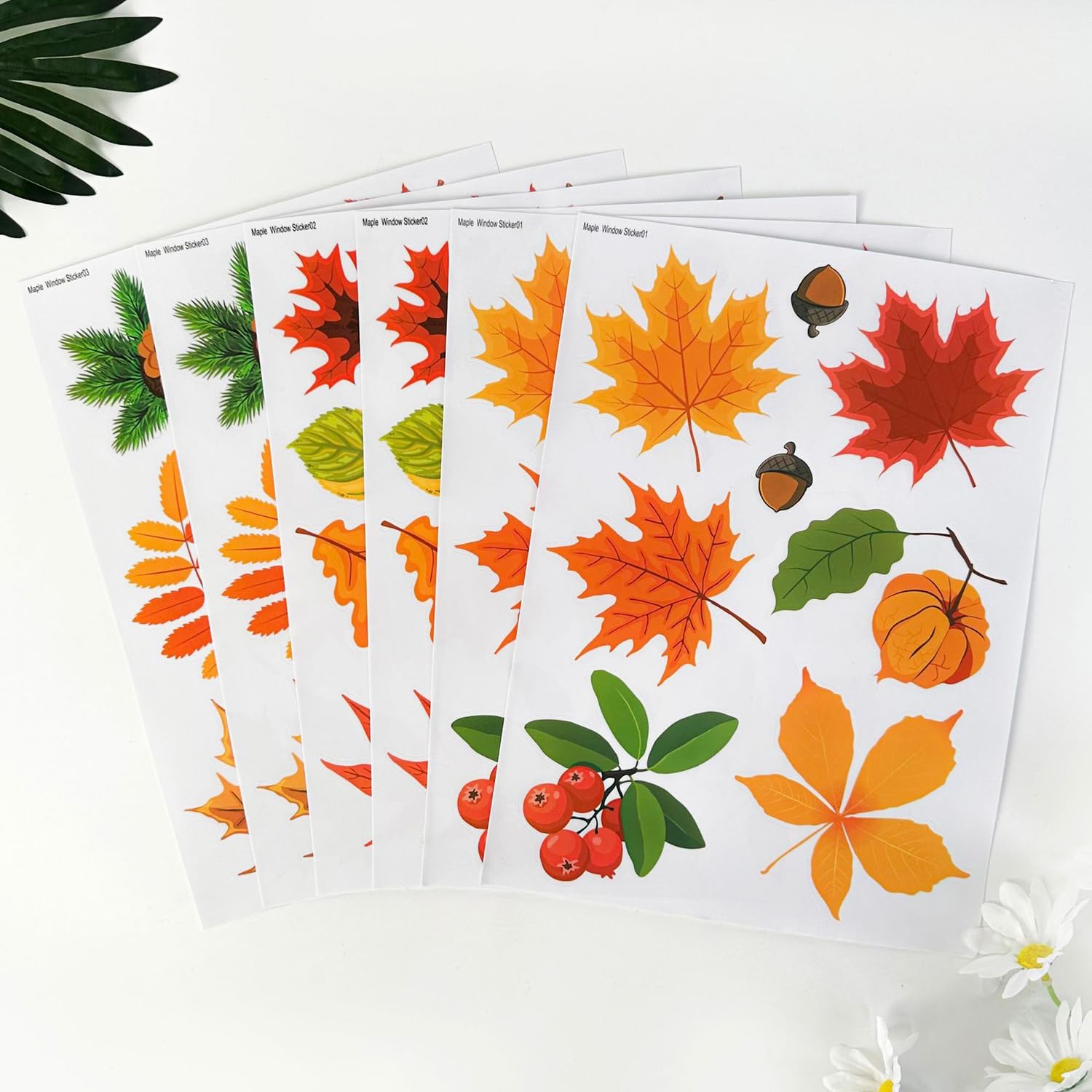64 calcomanías de otoño para ventana, hojas de arce, calcomanías de ventana de hojas de otoño para ventana de vidrio, hogar, oficina, decoración de