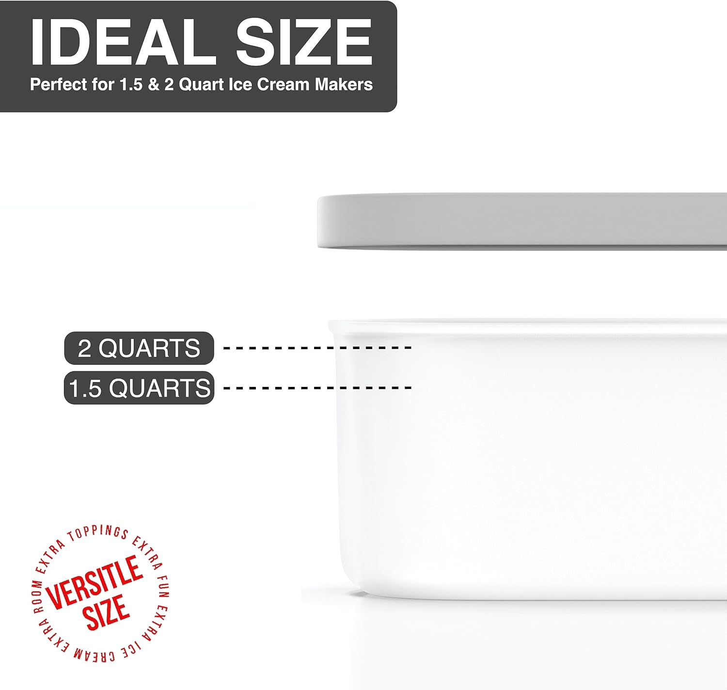 BALCI – Recipiente para helados – 2 cuartos de galón – Almacenamiento reutilizable perfecto para congeladores caseros para sorbete, yogur congelado