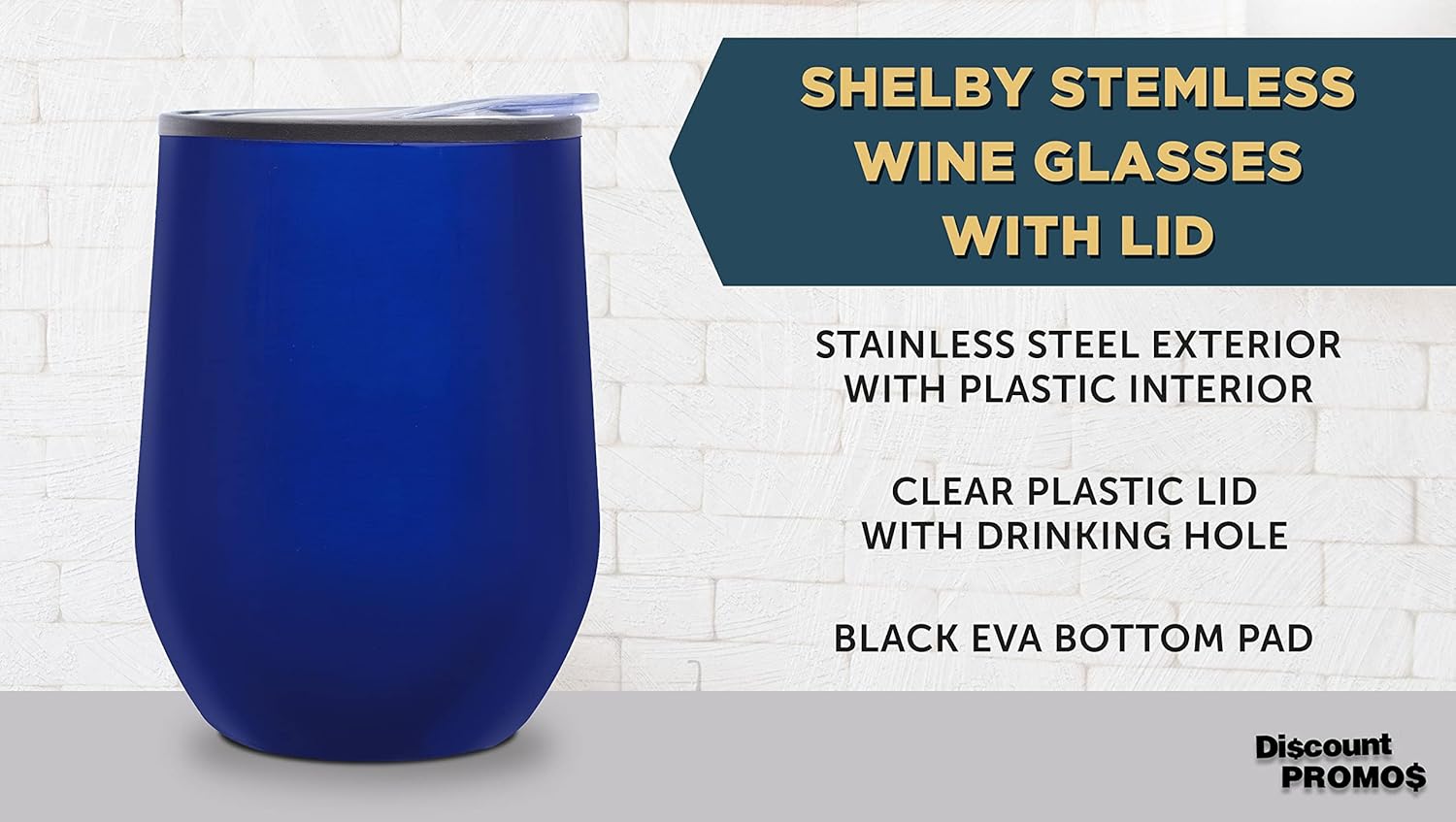 DISCOUNT PROMOS Vasos de vino sin tallo de 12 onzas, juego de 6, paquete a granel, aislados, perfectos para vino, cócteles, otras bebidas frías y