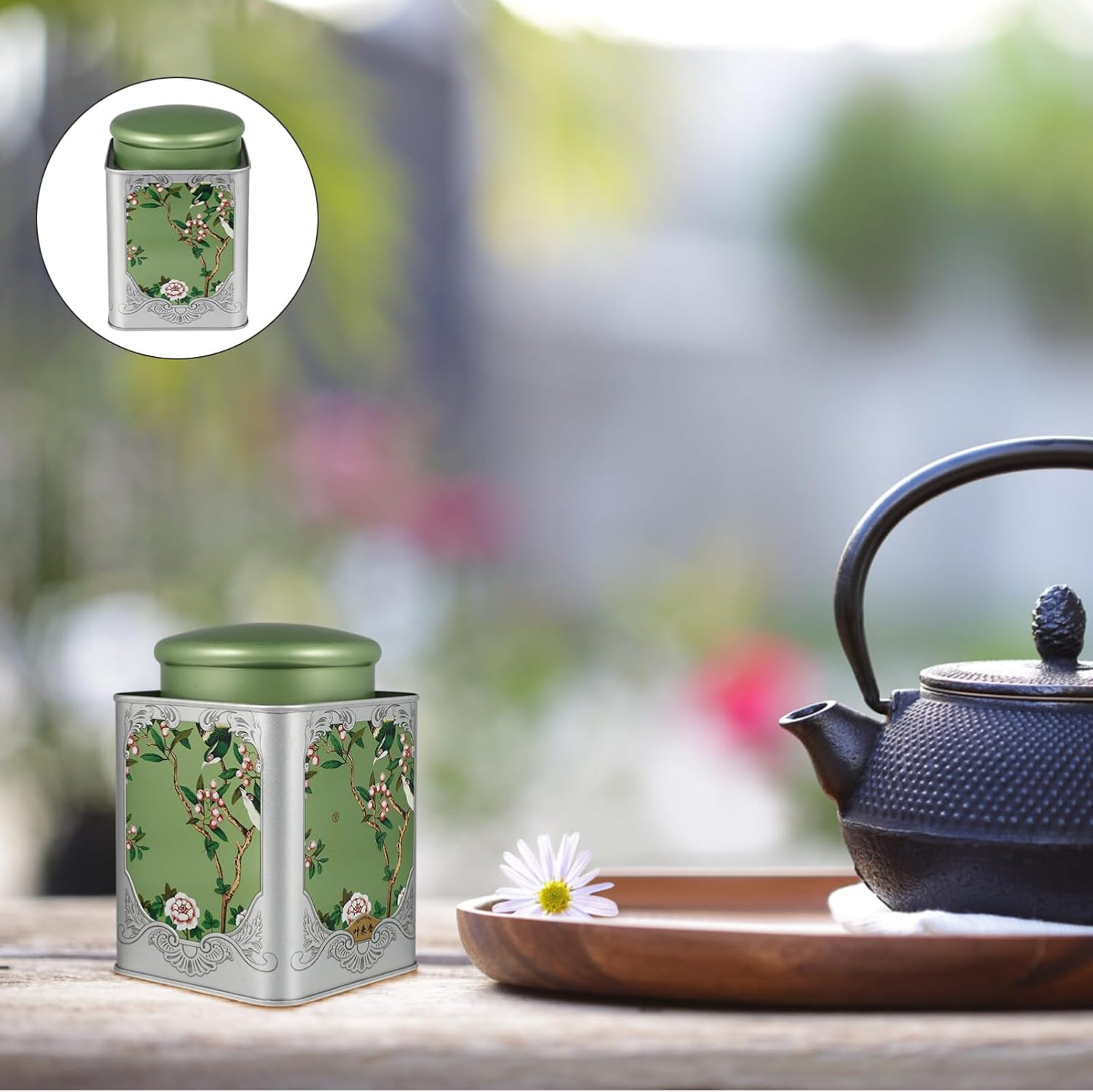 BESTonZON Botes de lata de té de estilo chino Lata de té Vintage Recipientes de almacenamiento de té sueltos con tapa de metal hojalata latas vacías