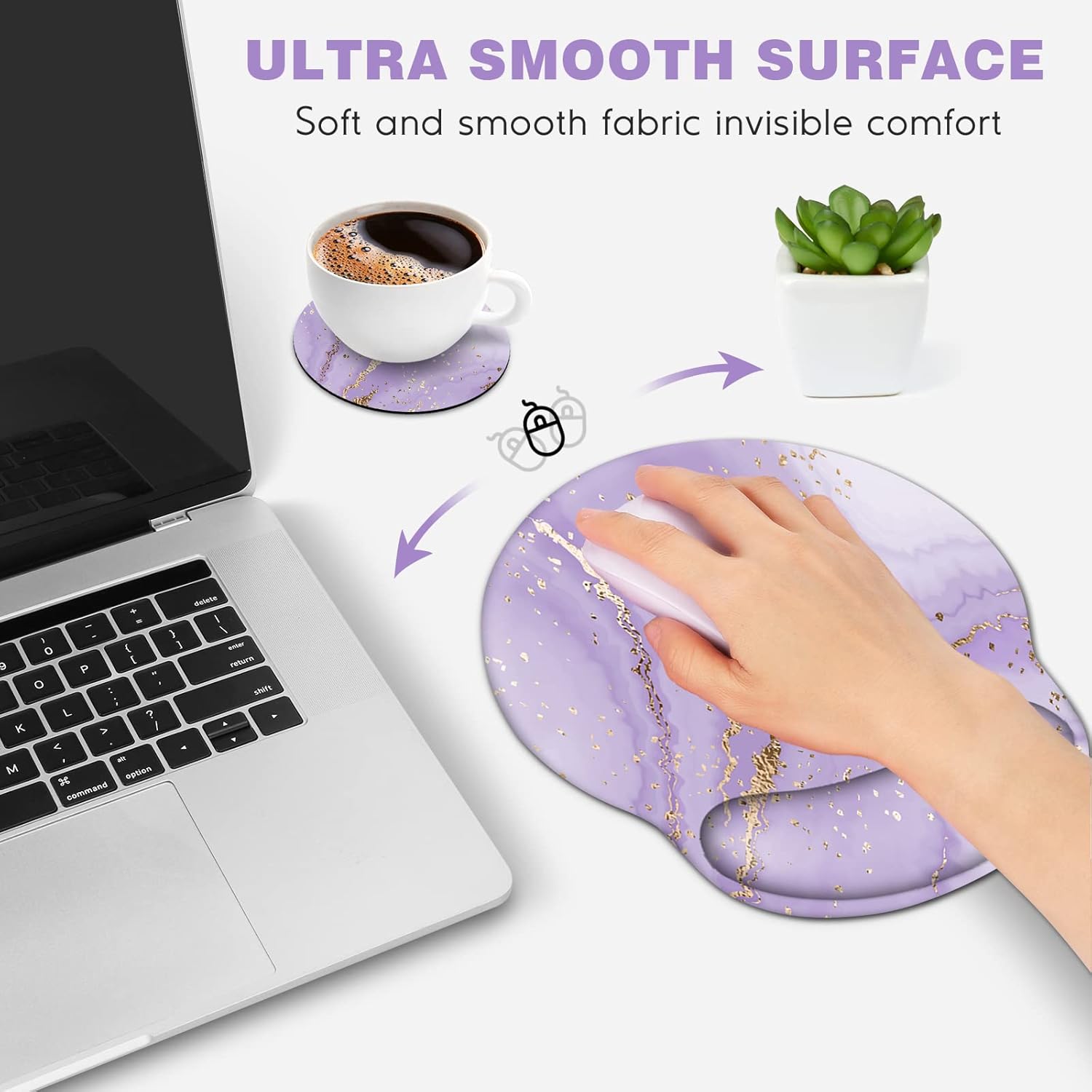 DINKY Alfombrilla de mouse ergonómica, bonita alfombrilla de mouse con gel de soporte para reposamuñecas, base de poliuretano antideslizante con