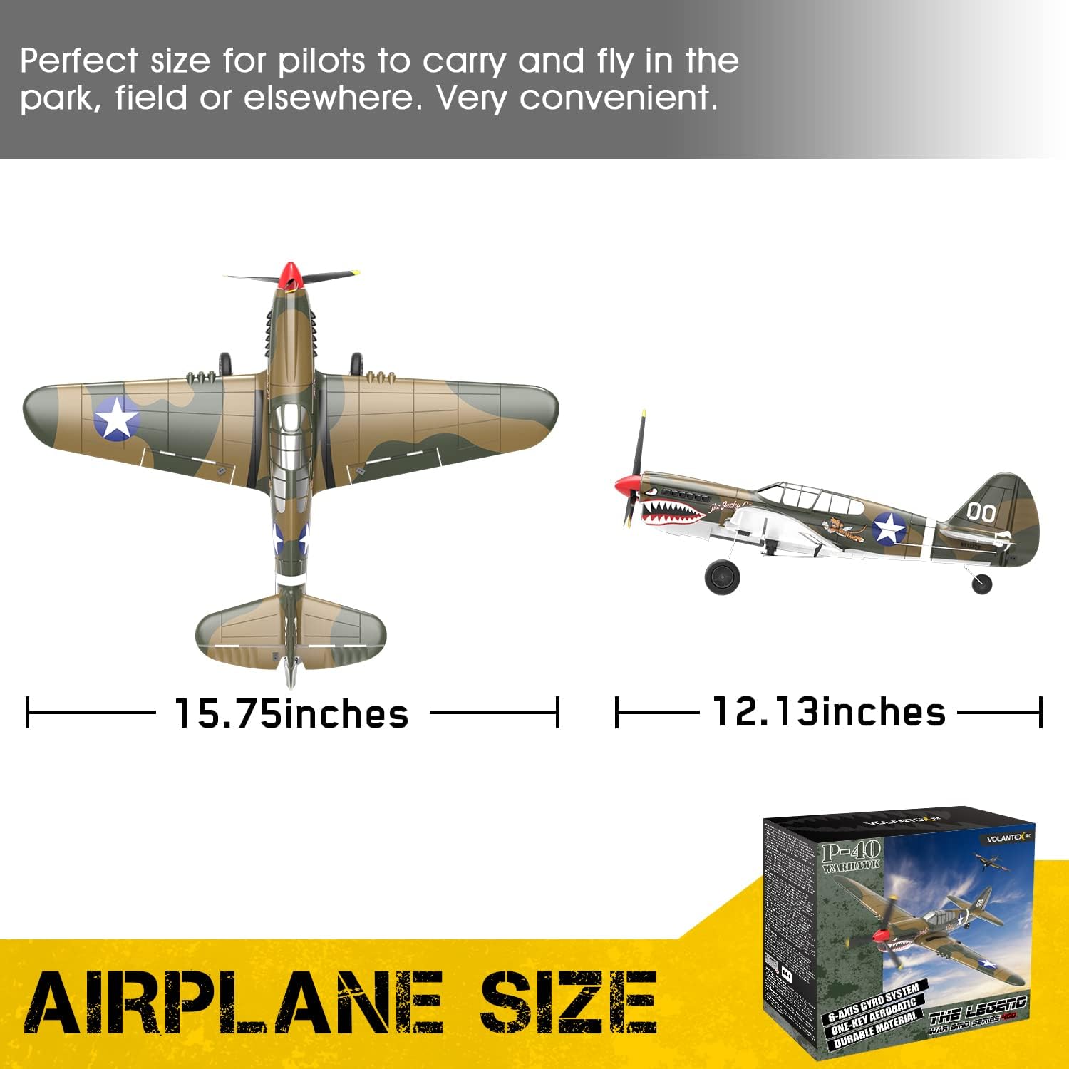 VOLANTEXRC Avión de control remoto RC 4-CH P40 Warhawk RTF Avión de control remoto para principiantes y expertos con sistema estabilizador Xpilot,