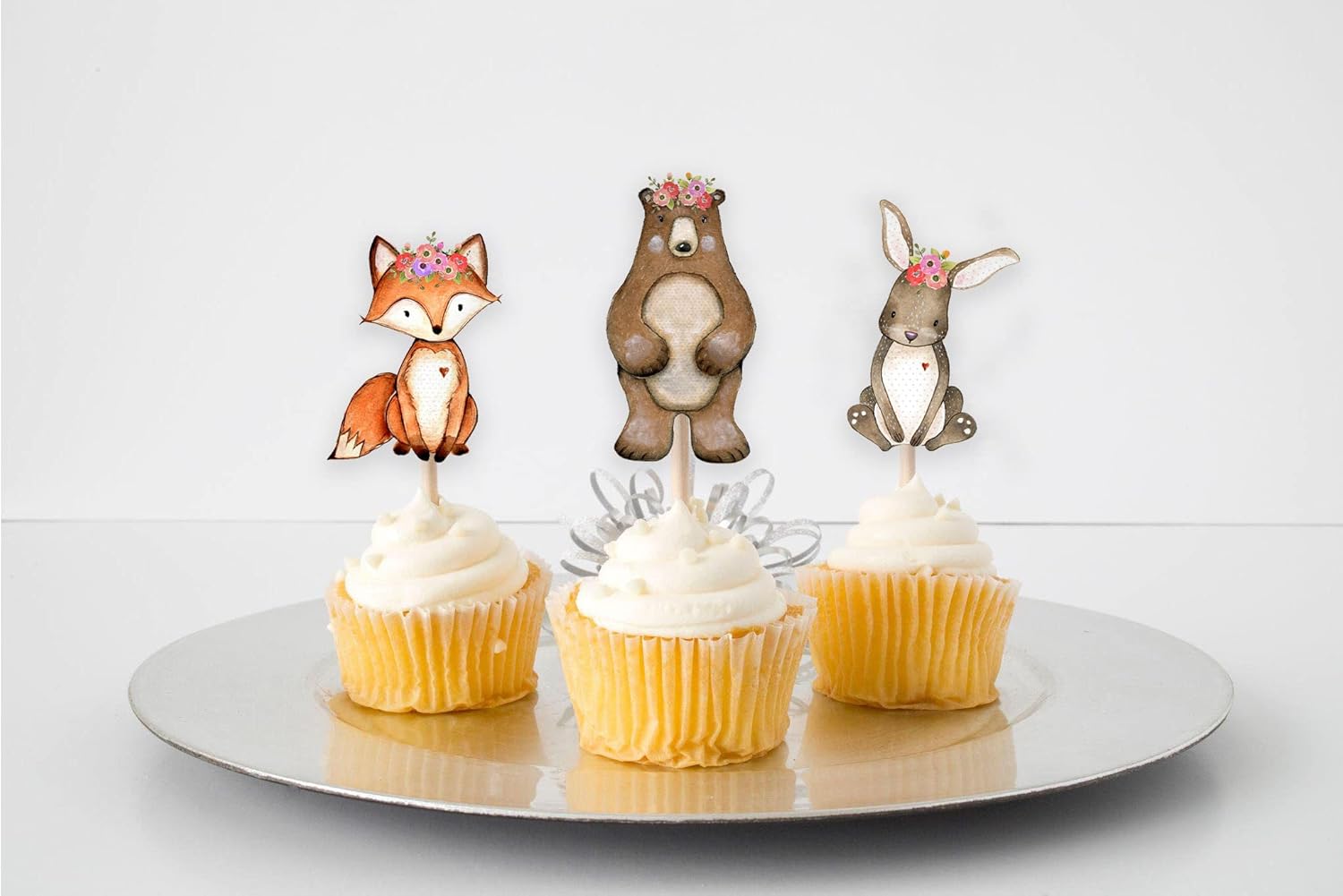 10 adornos para cupcakes de animales del bosque, decoraciones caprichosas de criaturas del bosque para los amantes de la naturaleza