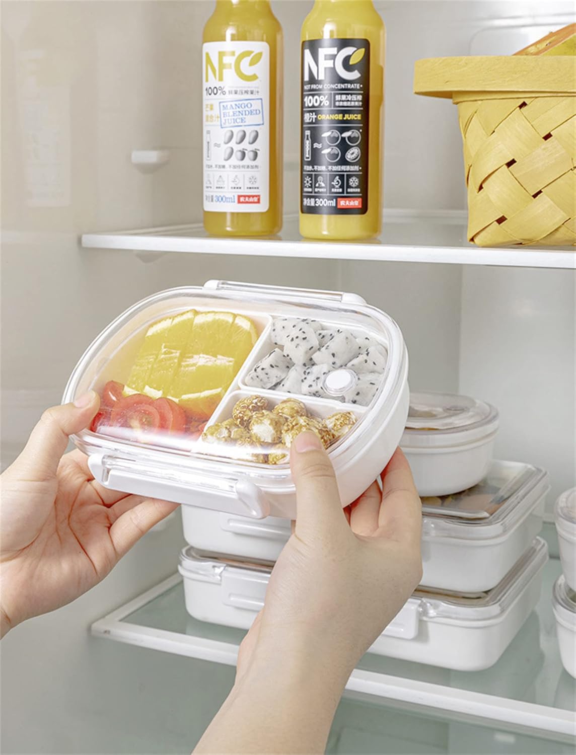 Lonchera dividida, 3 compartimentos para preparar comidas para niños y adultos, contenedores de almacenamiento de alimentos para la escuela,
