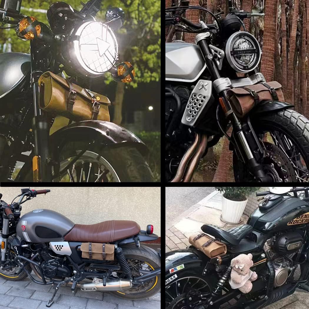 Bolsa de manubrio de motocicleta de estilo retro, bolsa de herramientas para horquilla de motocicleta, bolsa de herramientas de motocicleta, bolsa