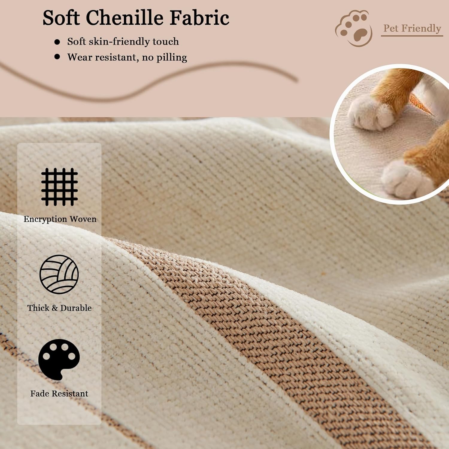 DREAMINGO Funda reversible de felpilla para sofá biplaza, para perros, mascotas, color beige, café, protector para sofá de 2 plazas, funda de sofá