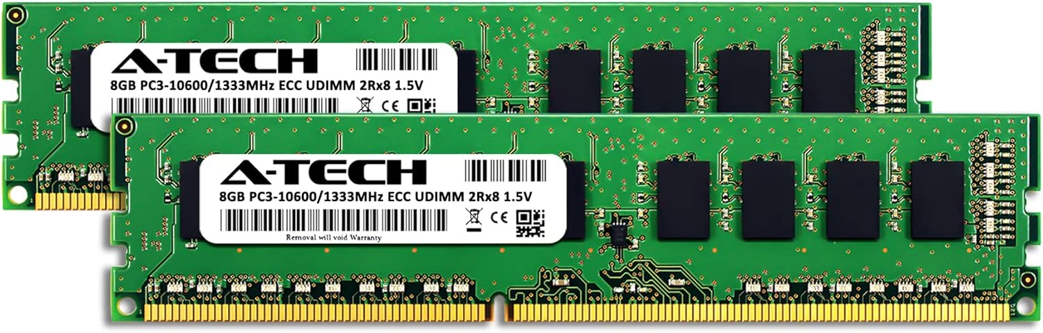 A-Tech Kit de 16 GB (2 x 8 GB) memoria RAM para Supermicro X10SLL-F – DDR3 1333 MHz PC3-10600 ECC Unbuffered UDIMM 2Rx8 1.5 V – Servidor