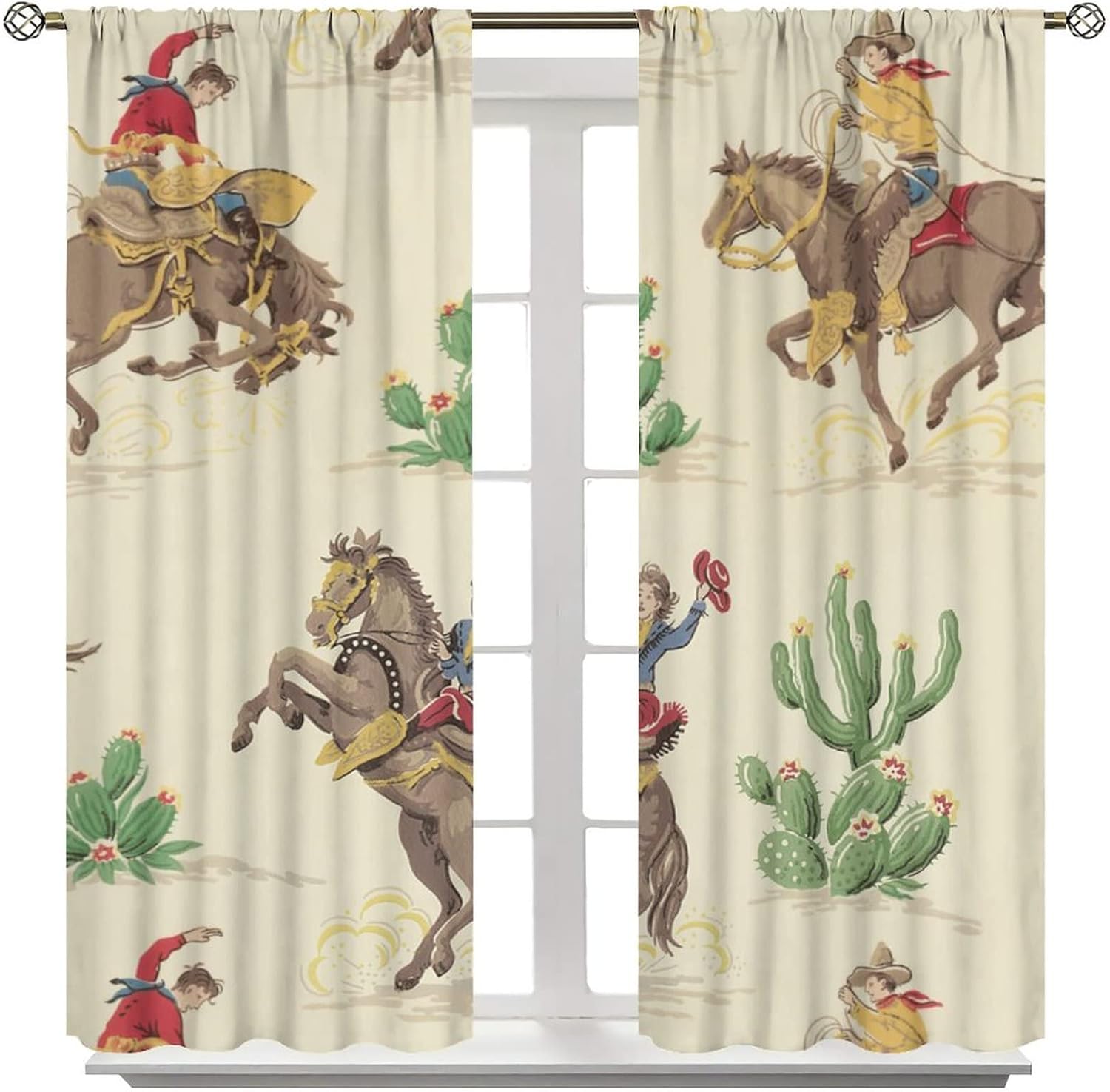 Cortina opaca de vaquero para ventana, estilo retro, del desierto occidental, para ventana, equitación, caballo, águila india, para dormitorio, sala