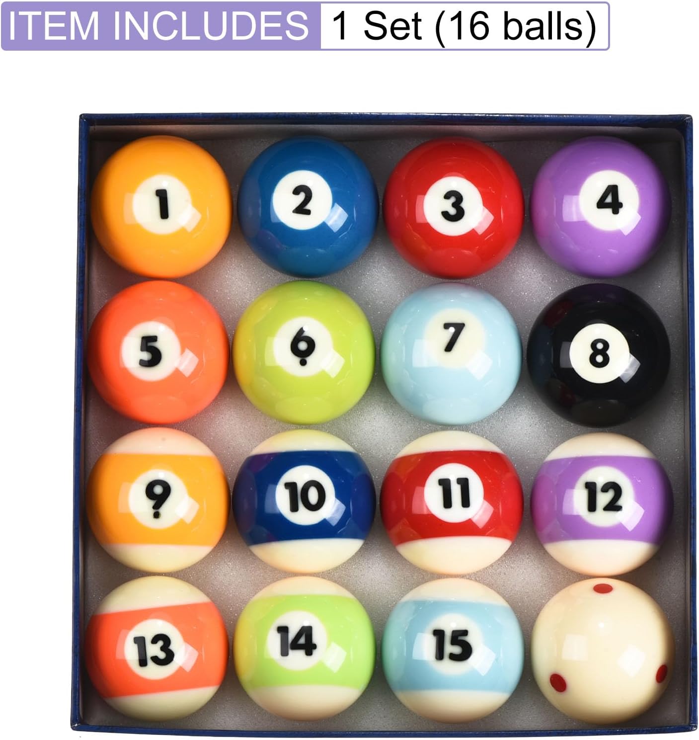 UHATa Juego de bolas de billar Aplicaciones para salas de juegos, bares, entrenamiento de billar, tamaño reglamentario, 16 bolas profesionales de