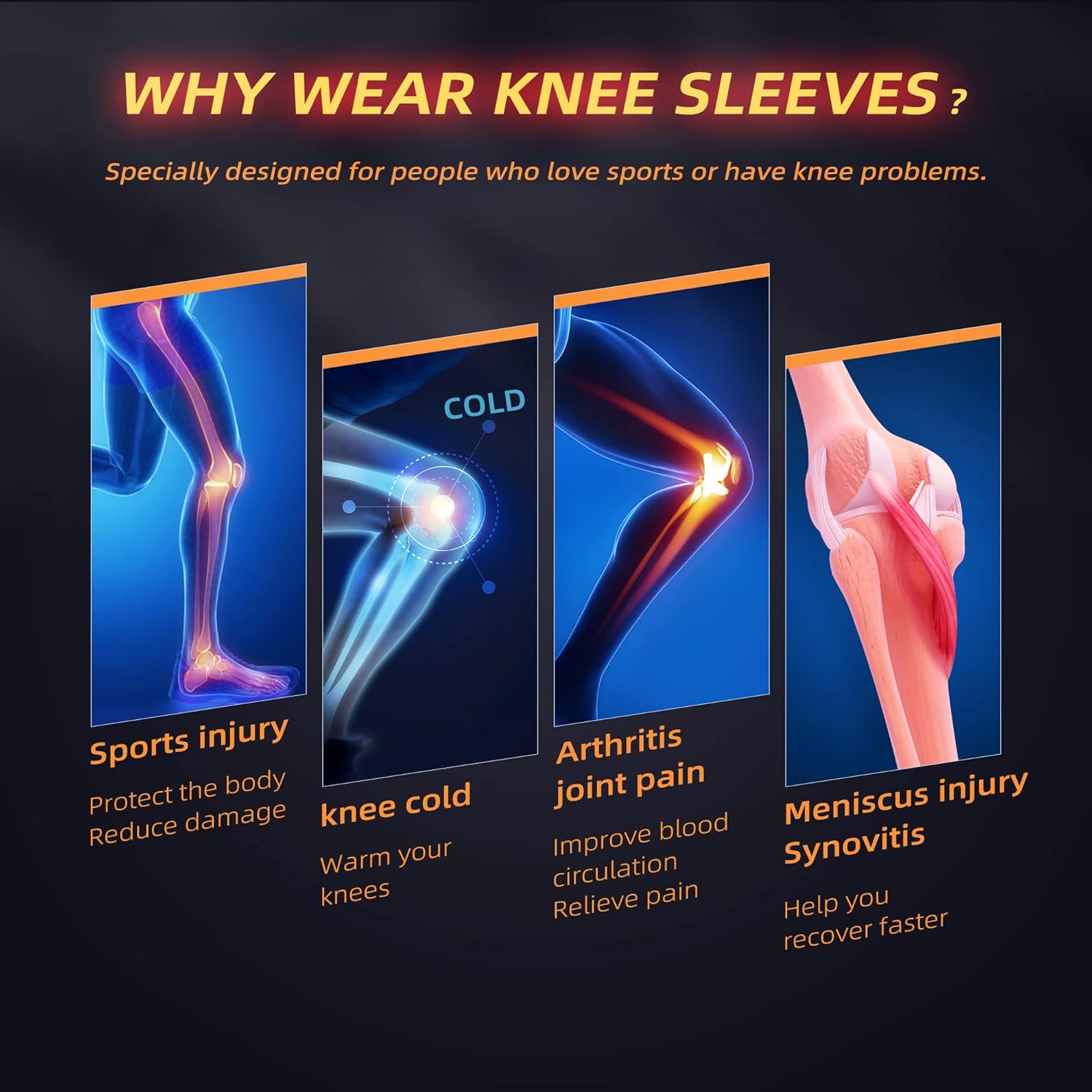 JIUFENTIAN Rodillera de cobre para dolor y apoyo de artritis, compresión de rodillera de cobre para aliviar el dolor de rodilla, deportes y